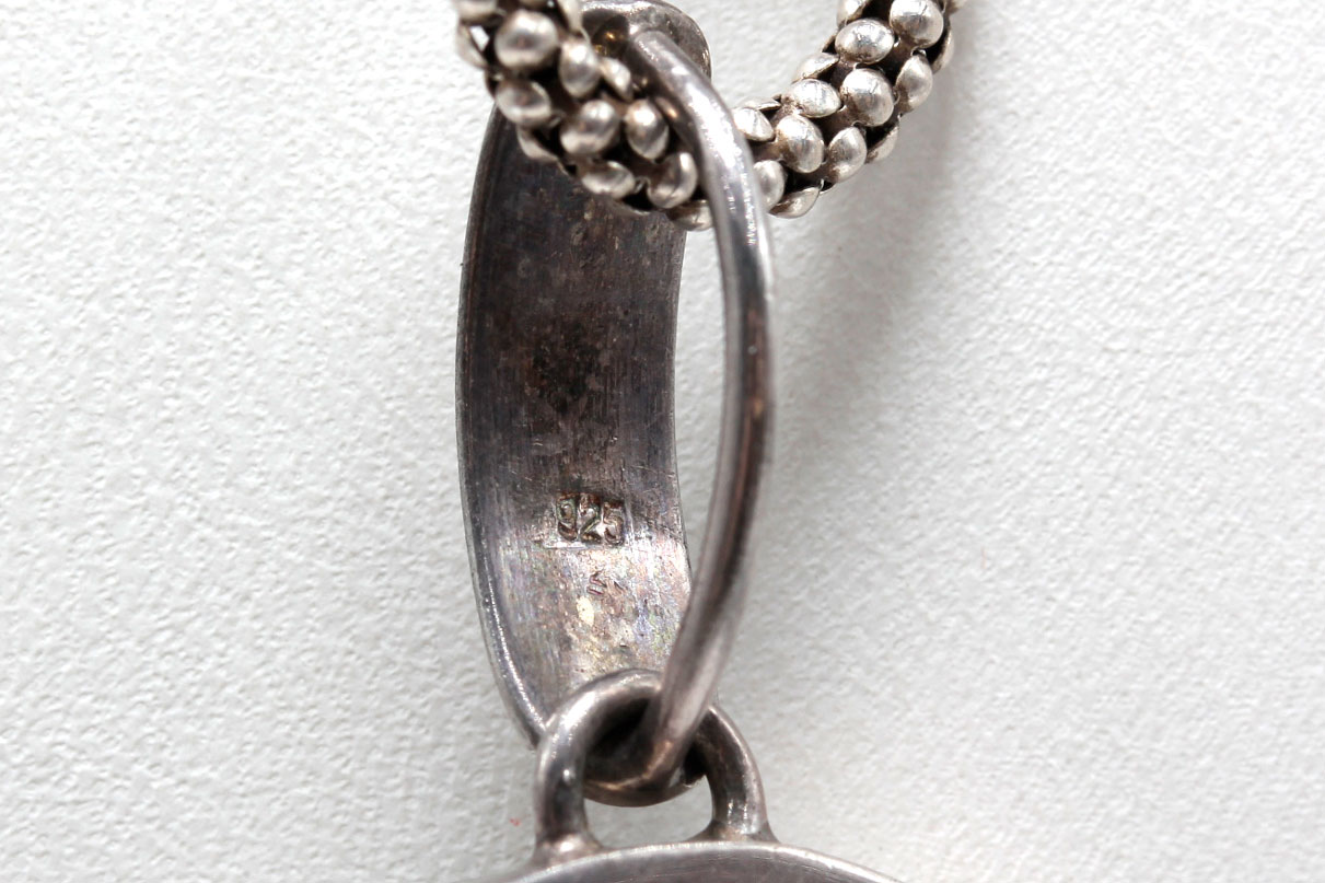 Sterling Silver Amber Necklace and Imitation Amber Earrings