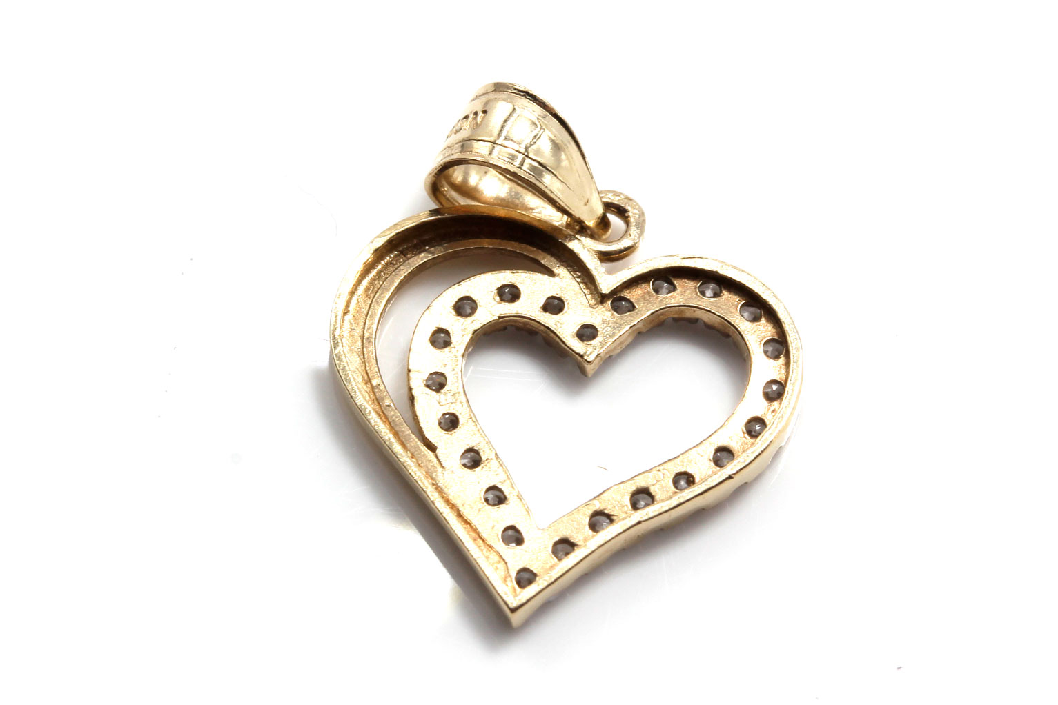 10K Yellow Gold Cubic Zirconia Heart Pendant