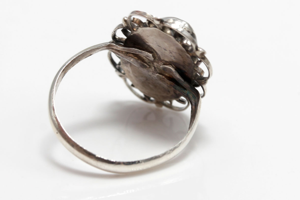 Sterling Silver Turquoise Pendant Necklace and Howlite Ring