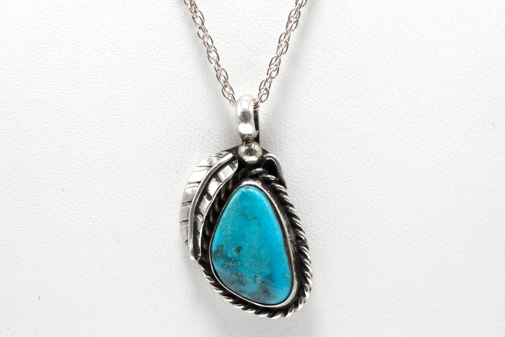 Sterling Silver Turquoise Pendant Necklace and Howlite Ring