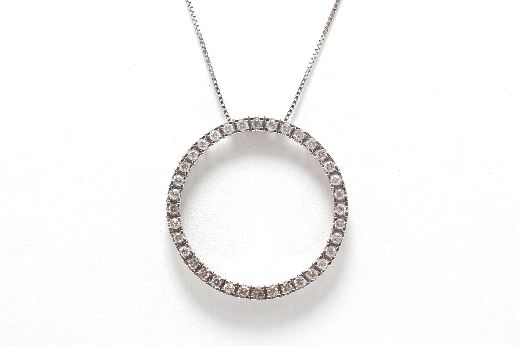 14K White Gold Diamond Infinity Pendant Necklace