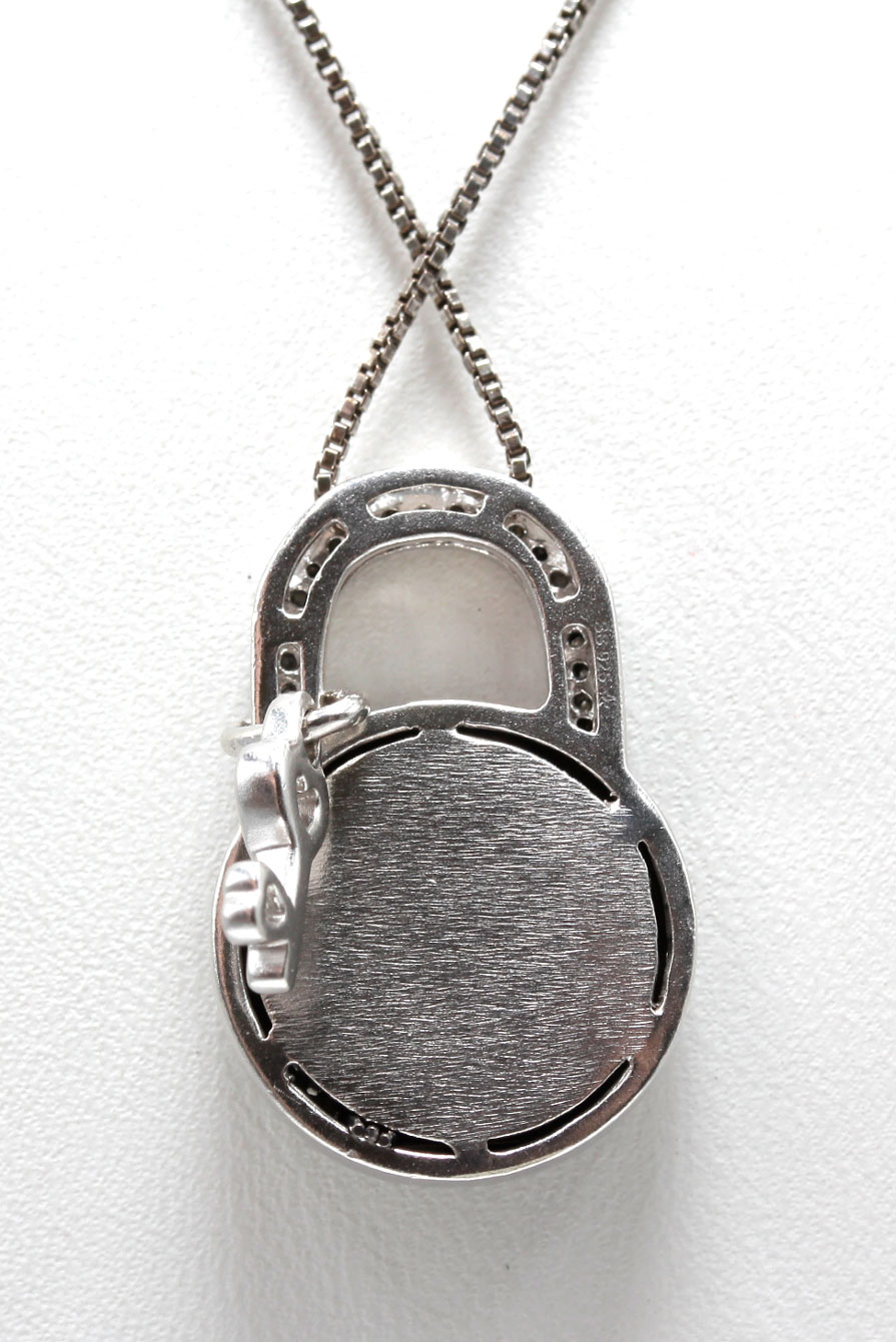 Sterling Silver Diamond Lock and Key Pendant Necklace