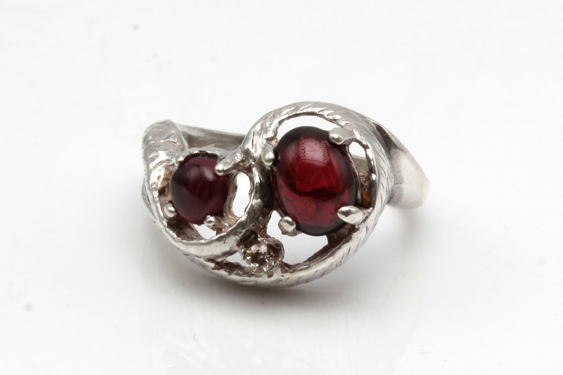 Sterling Silver Garnet Ring and Necklace