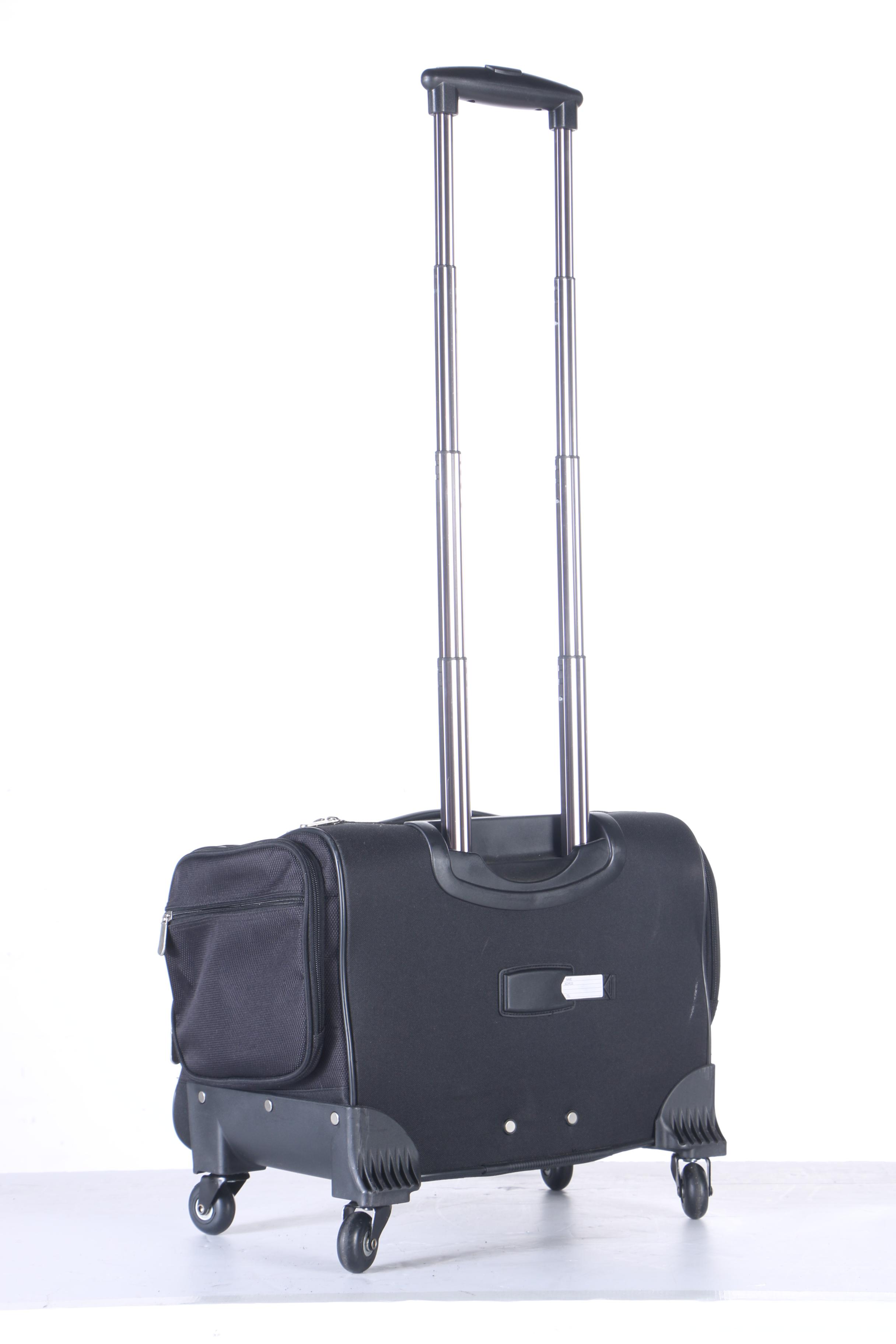 Black Nylon Toiletry Under Seat Luggage Bag with Wheels