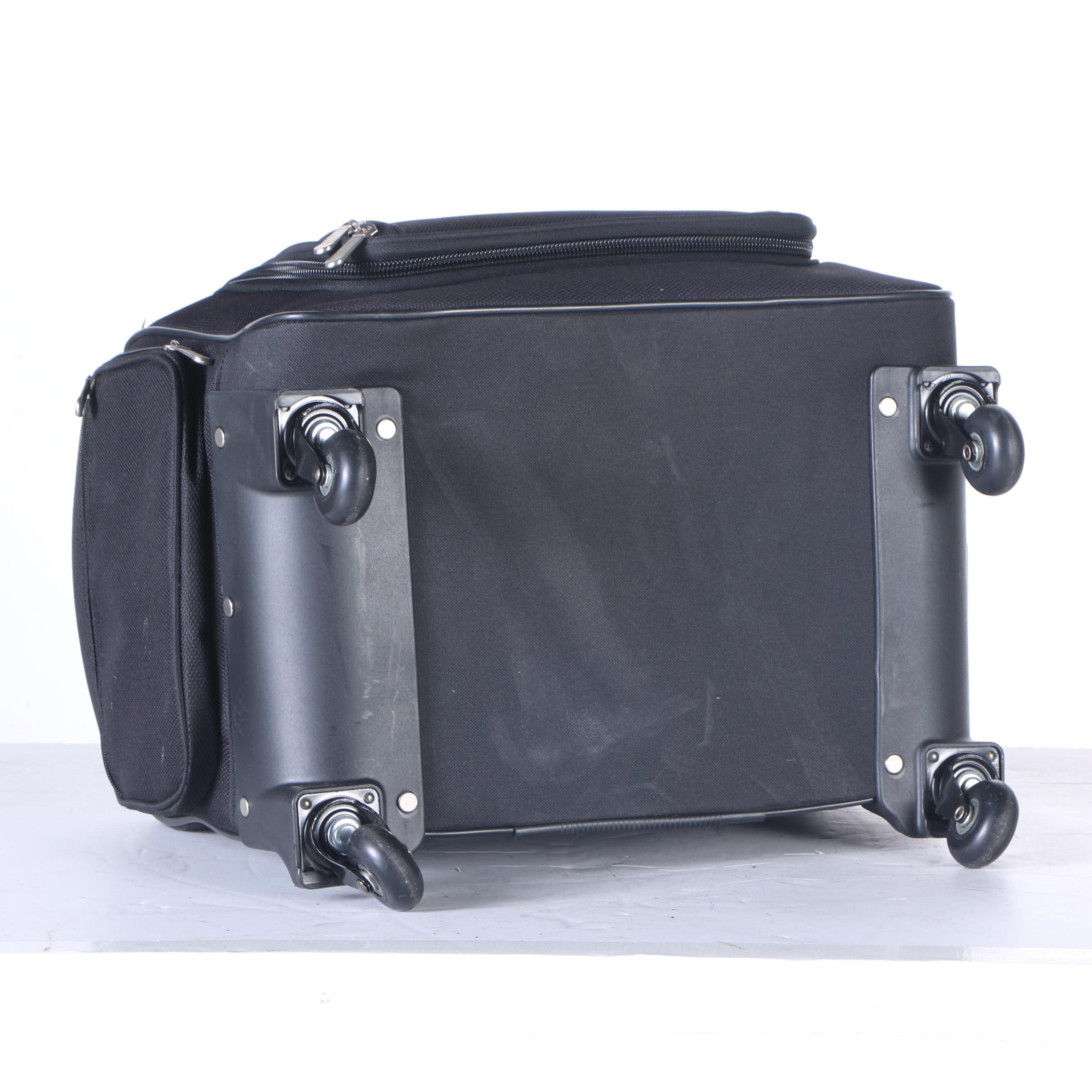 Black Nylon Toiletry Under Seat Luggage Bag with Wheels