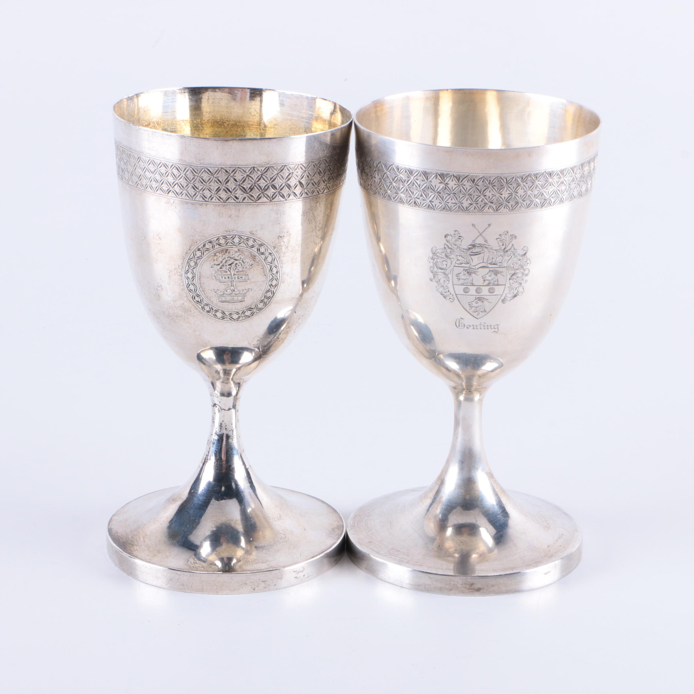 Engraved Sterling Silver Goblets Featuring George Gebelein