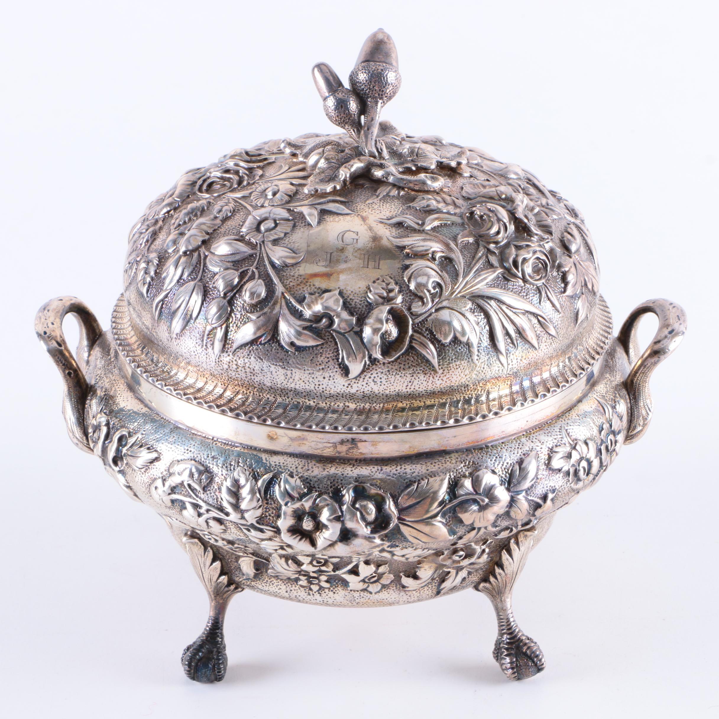 Circa 1885 S. Kirk & Son Coin Silver Covered Butter Dish