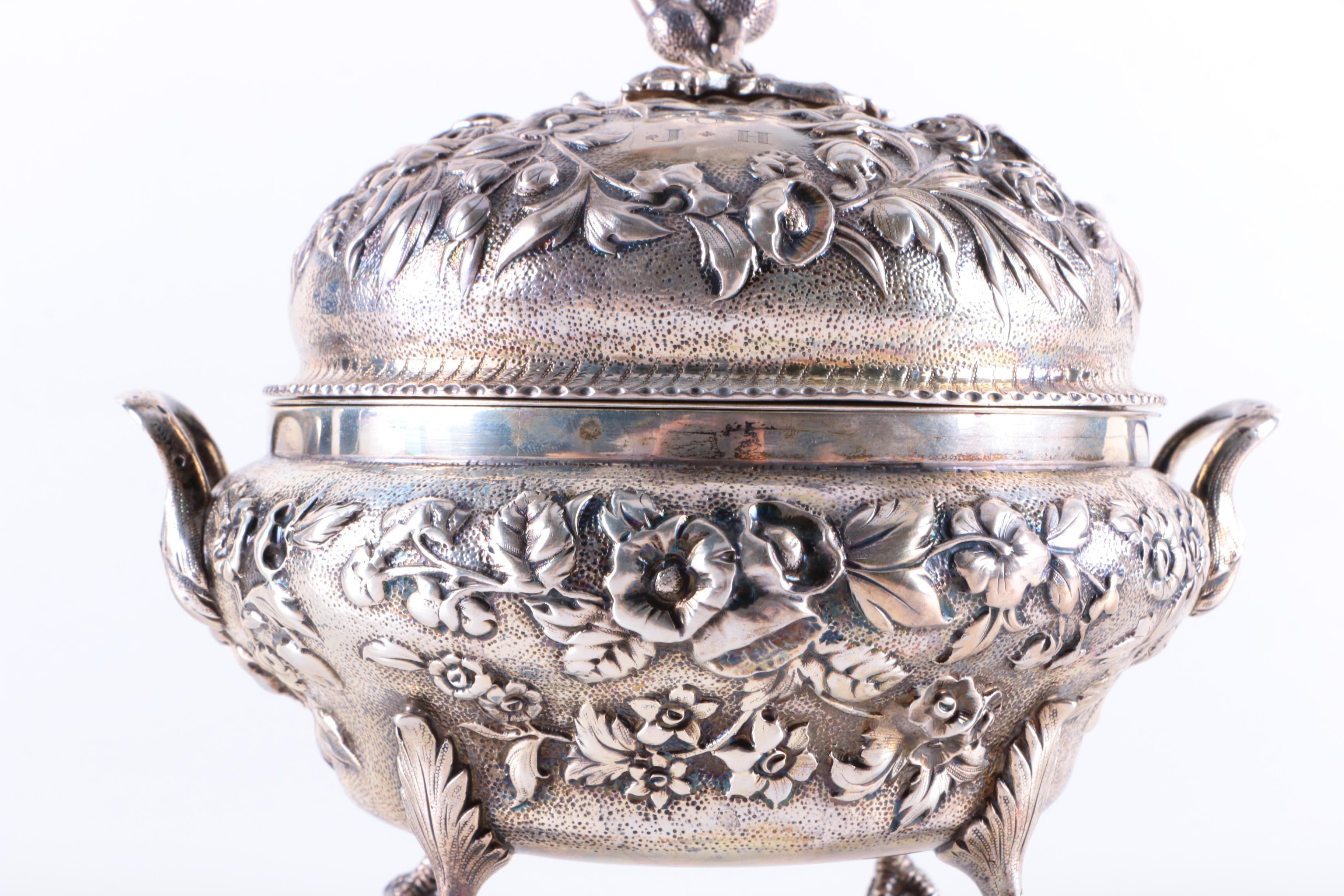Circa 1885 S. Kirk & Son Coin Silver Covered Butter Dish