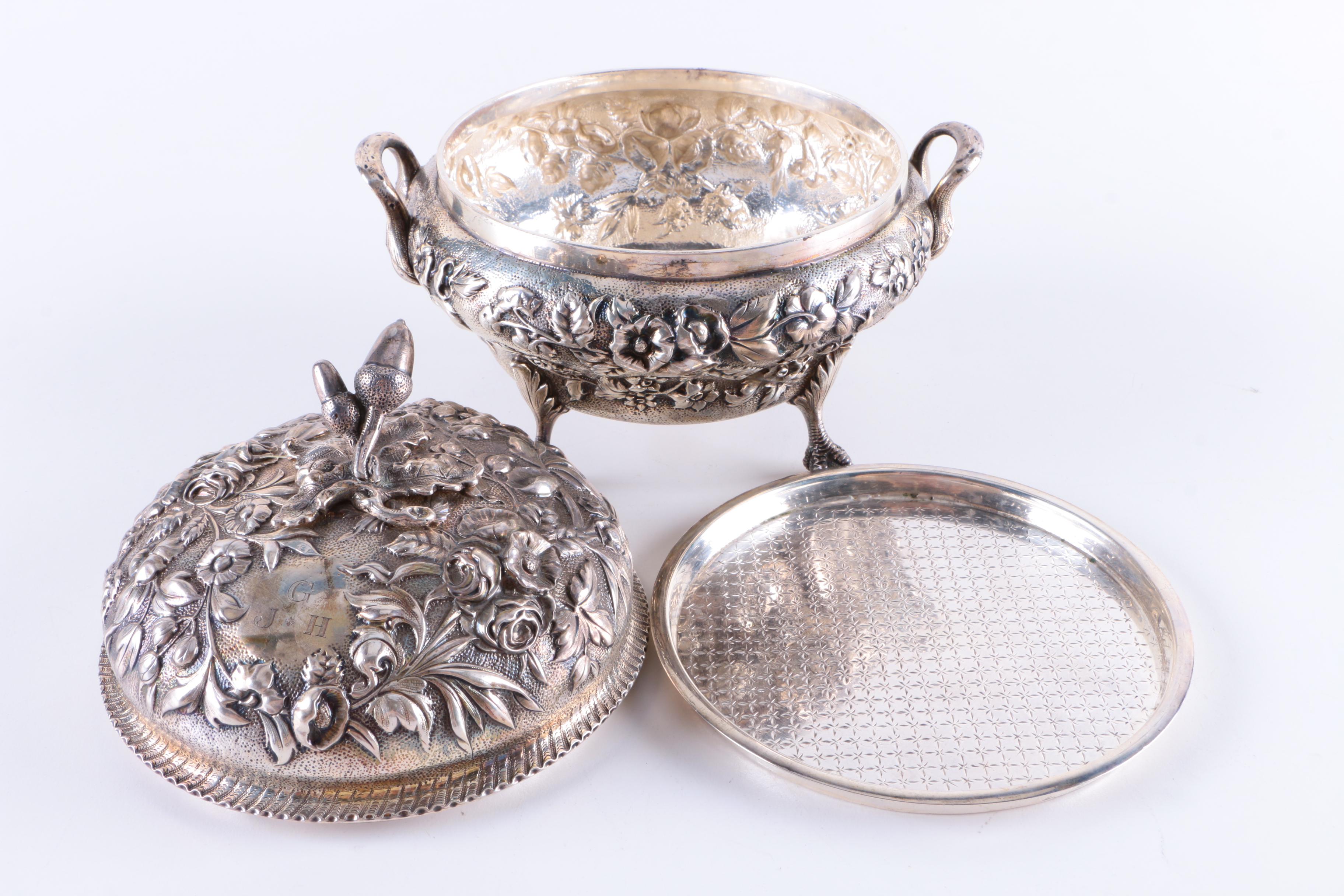 Circa 1885 S. Kirk & Son Coin Silver Covered Butter Dish