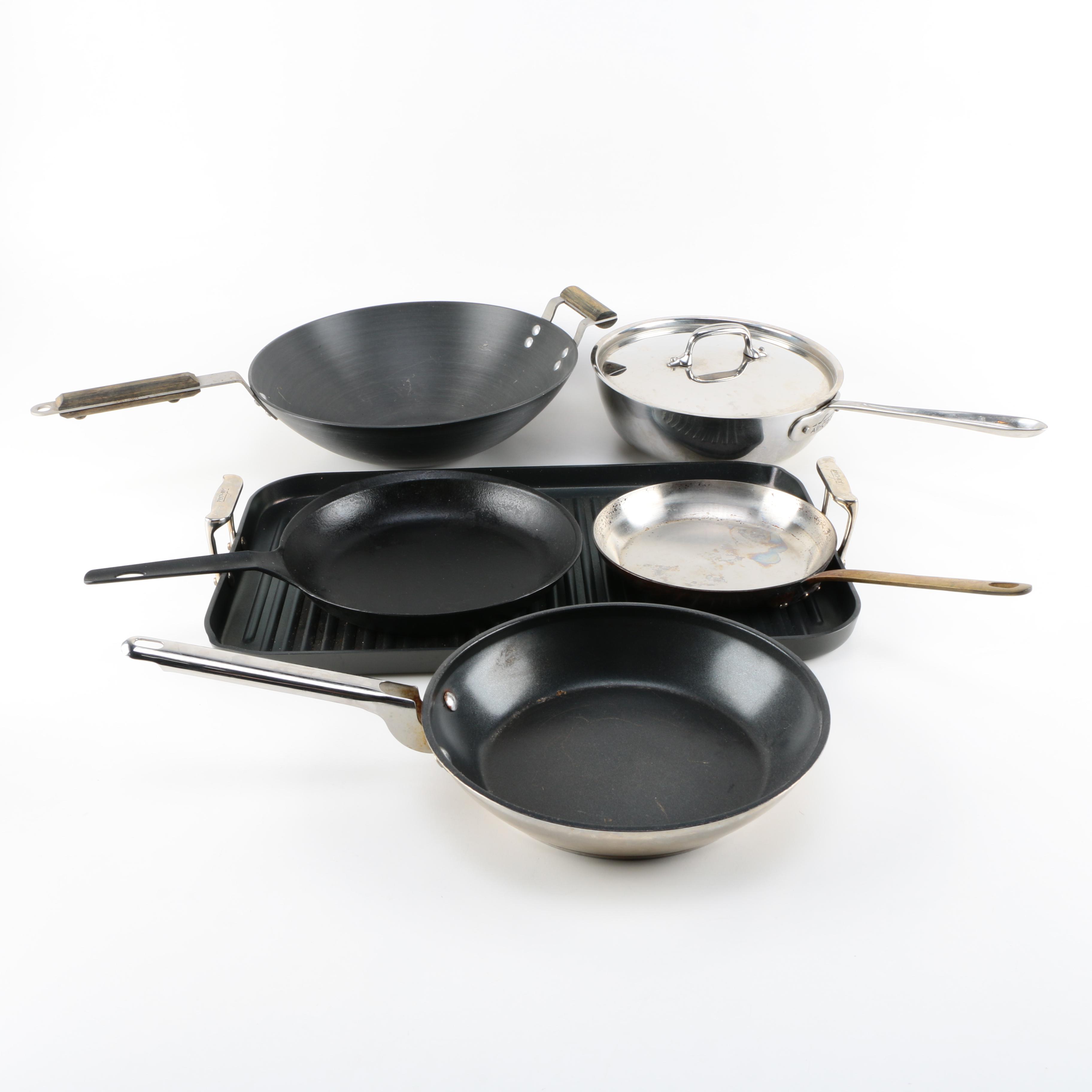 Cookware Assortment Including Calphalon, All-Clad, Williams-Sonoma, and Komin