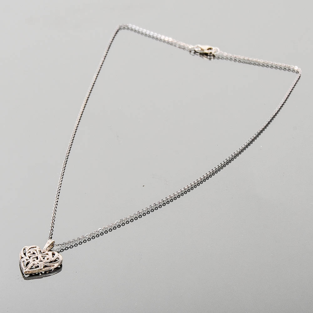Sterling Silver Openwork Heart Pendant Necklace