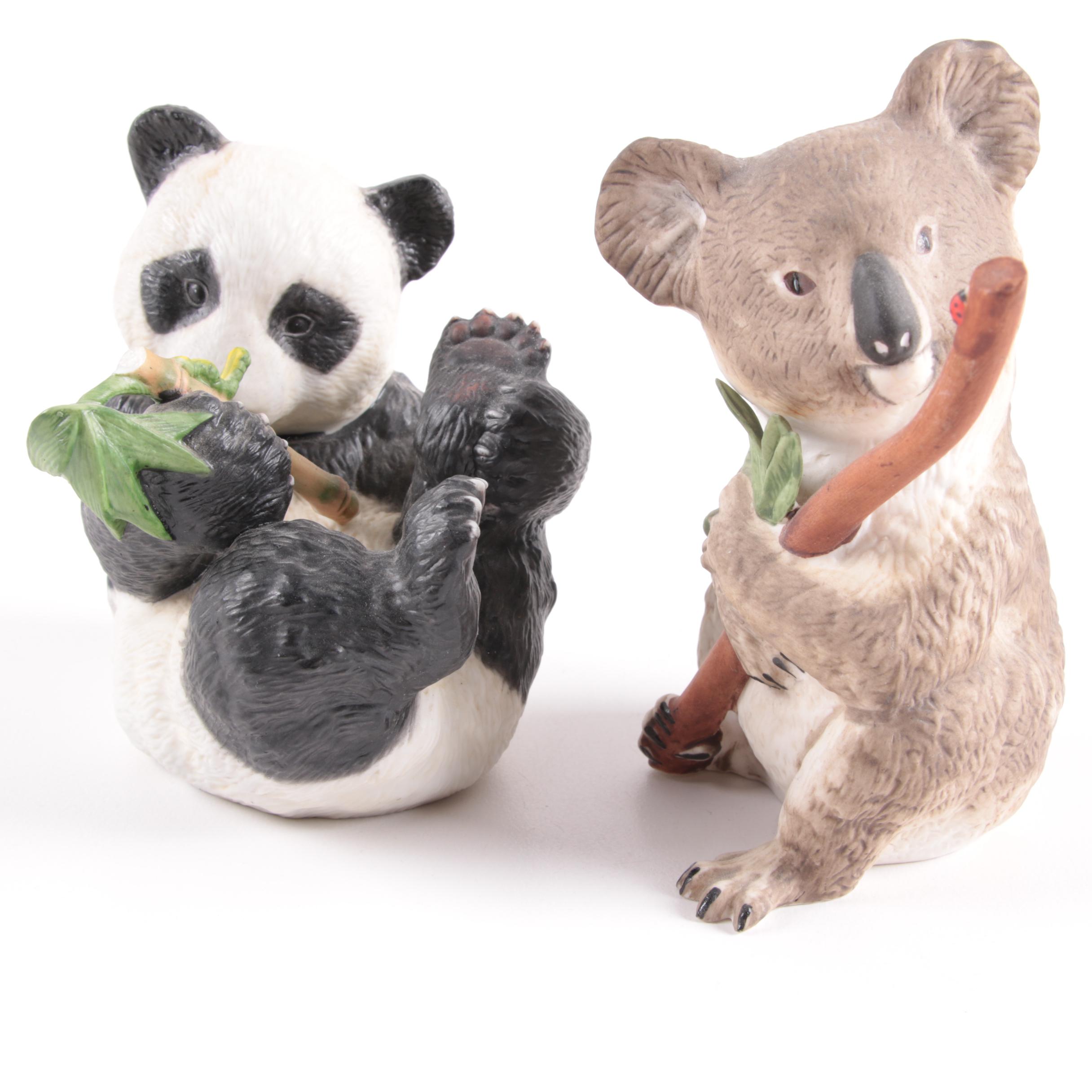 World Wildlife Fund Panda and Koala Ceramic Figurines