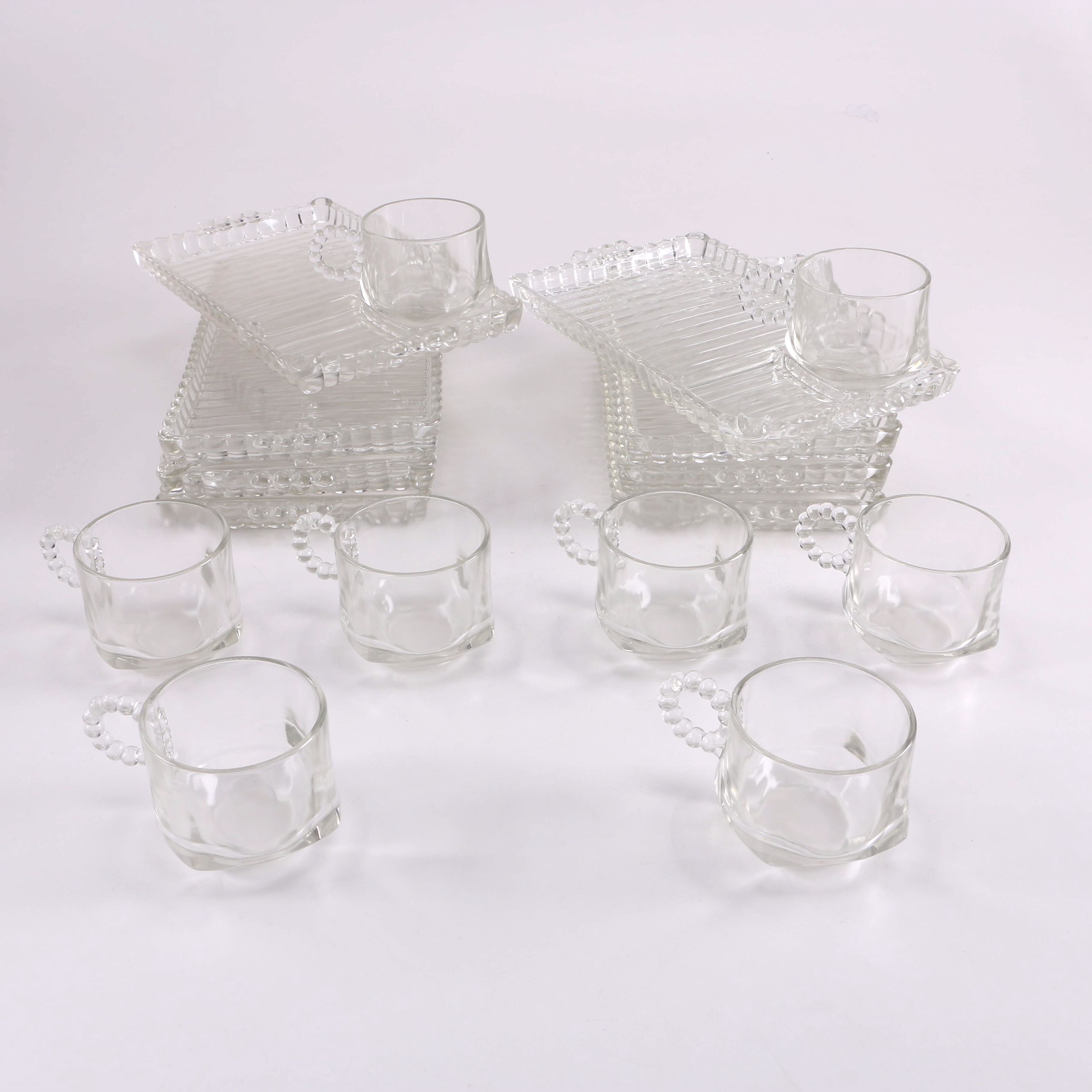 Set of Eight Snack Plates and Mugs