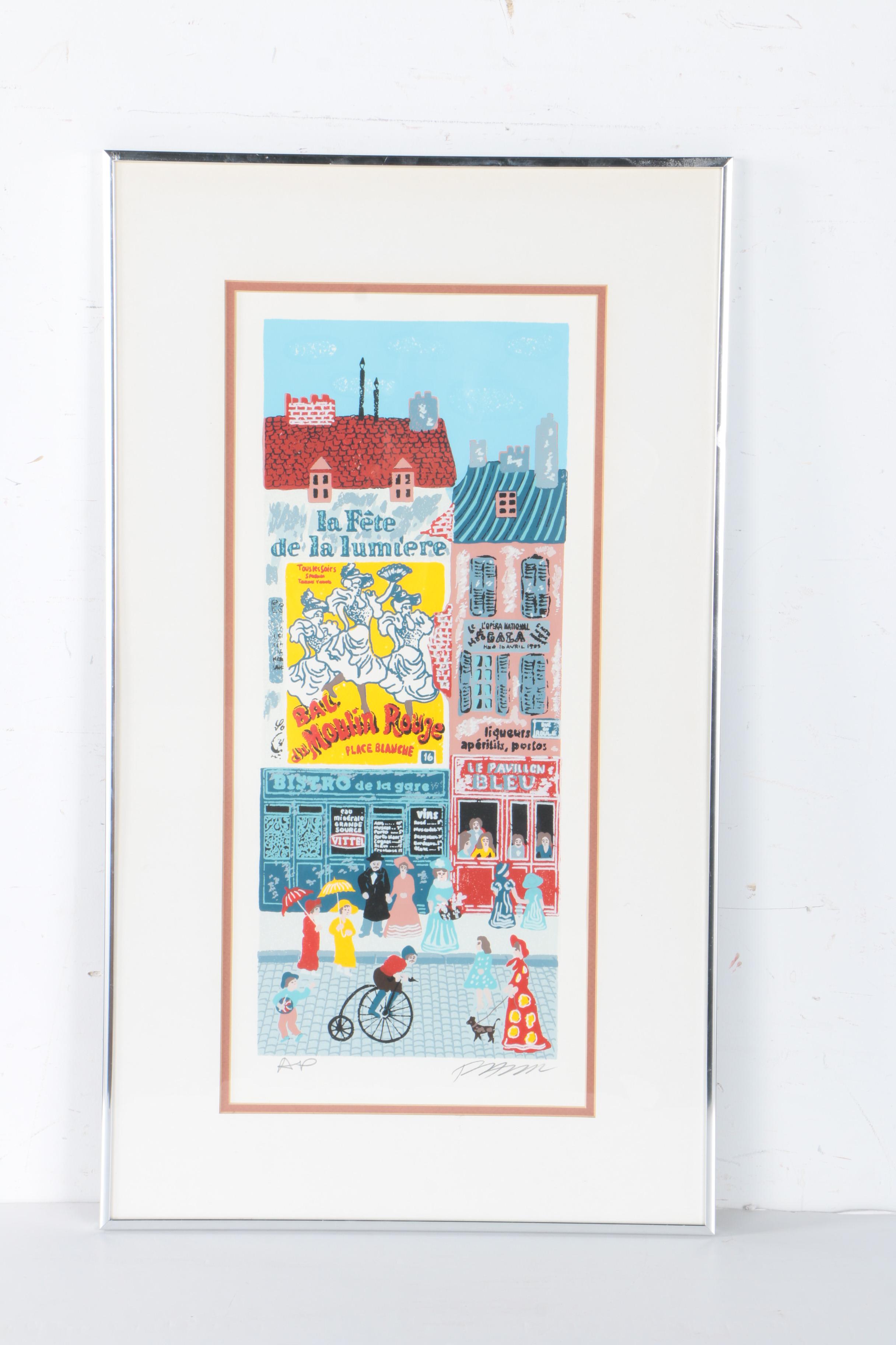 Josef Farhi Artist's Proof Serigraph on Paper from "Le Bon Vin" Triptych Suite