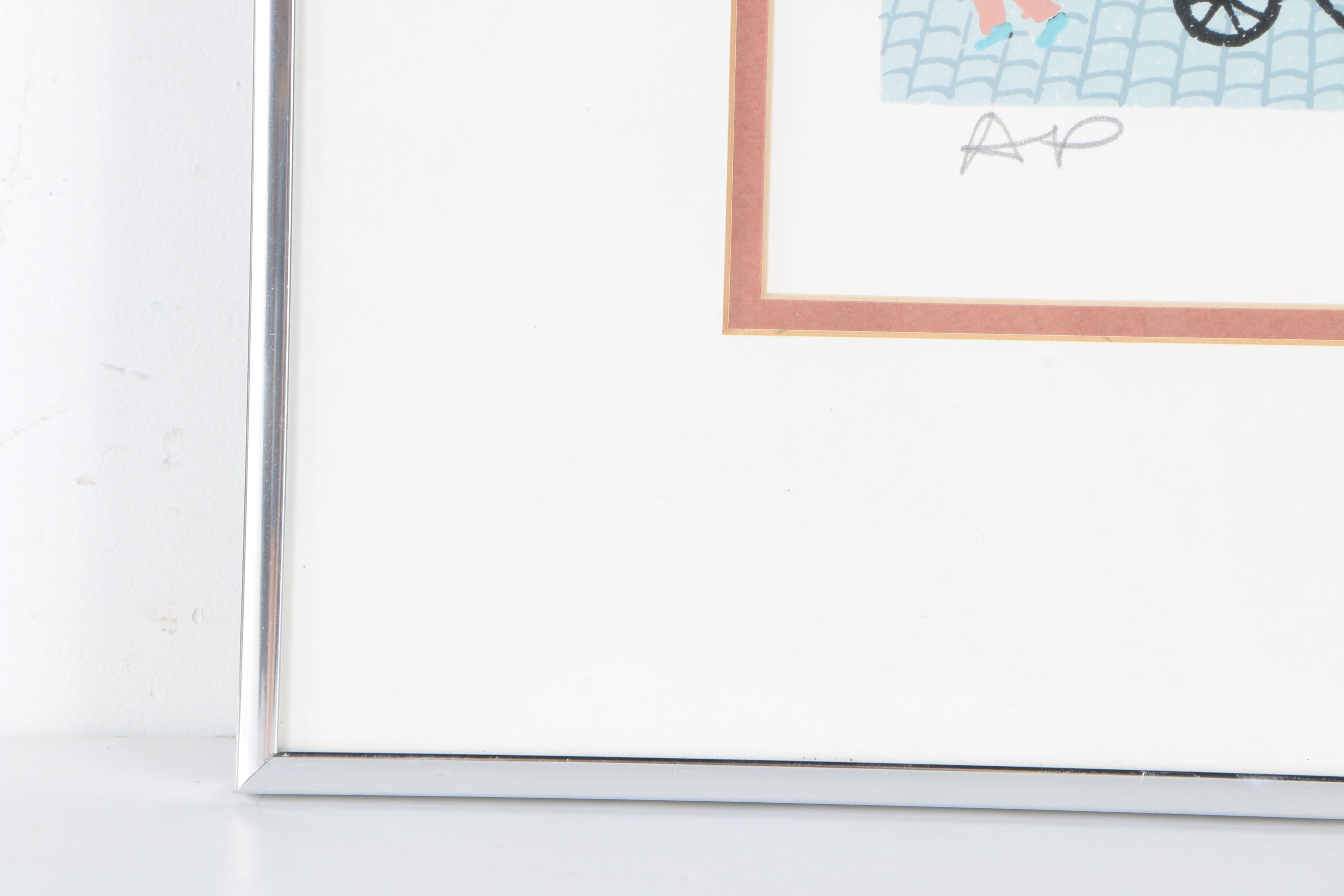 Josef Farhi Artist's Proof Serigraph on Paper from "Le Bon Vin" Triptych Suite