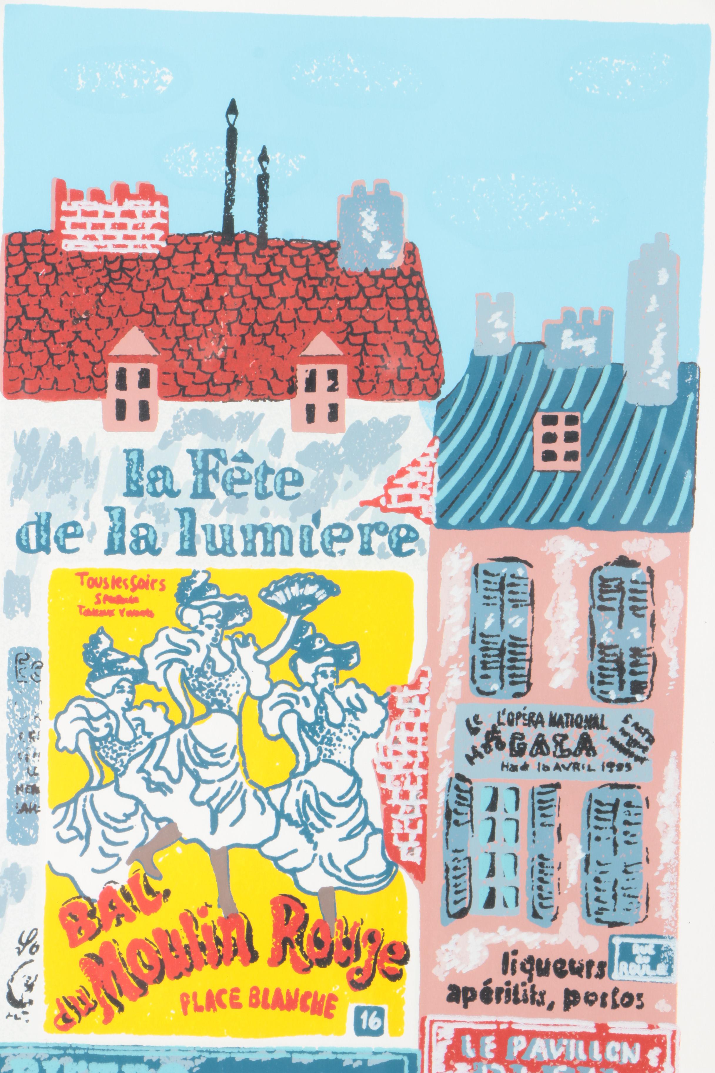 Josef Farhi Artist's Proof Serigraph on Paper from "Le Bon Vin" Triptych Suite