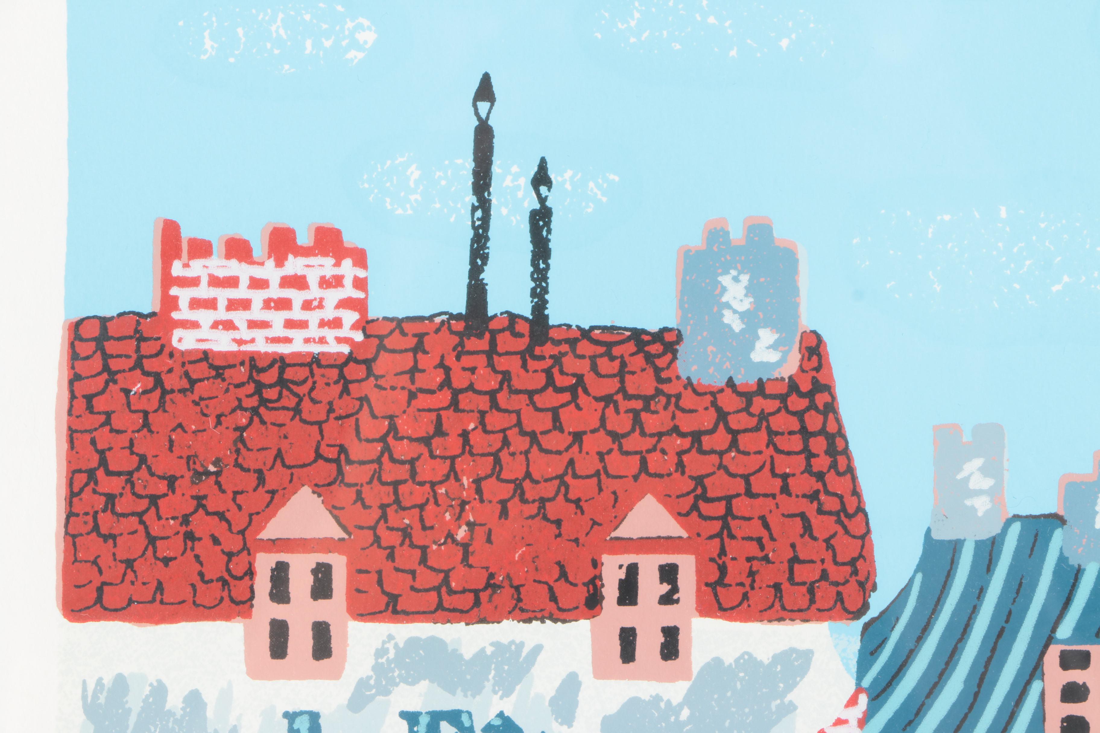 Josef Farhi Artist's Proof Serigraph on Paper from "Le Bon Vin" Triptych Suite