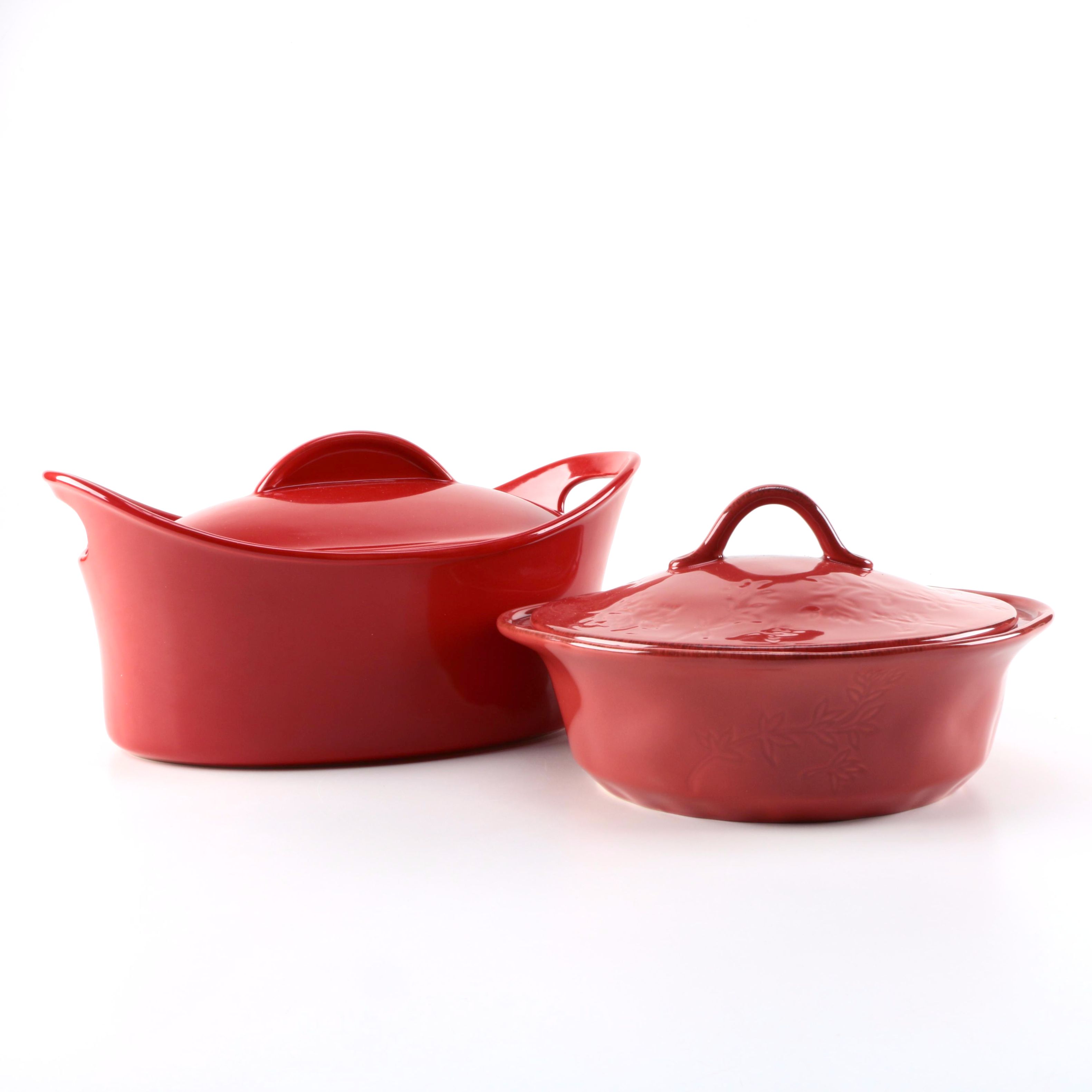 Rachel Ray Red Stoneware Serving Dishes
