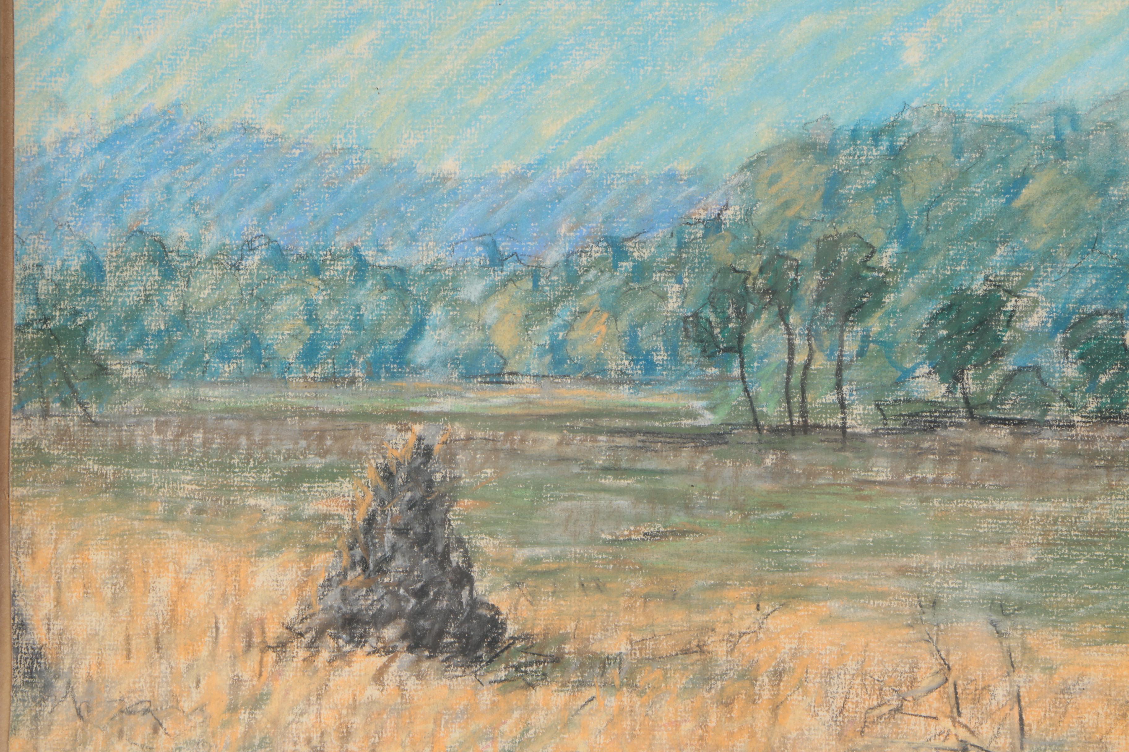 Vintage Pastel Drawing on Paper Attributed to Paul A. Randall "Williams Creek"