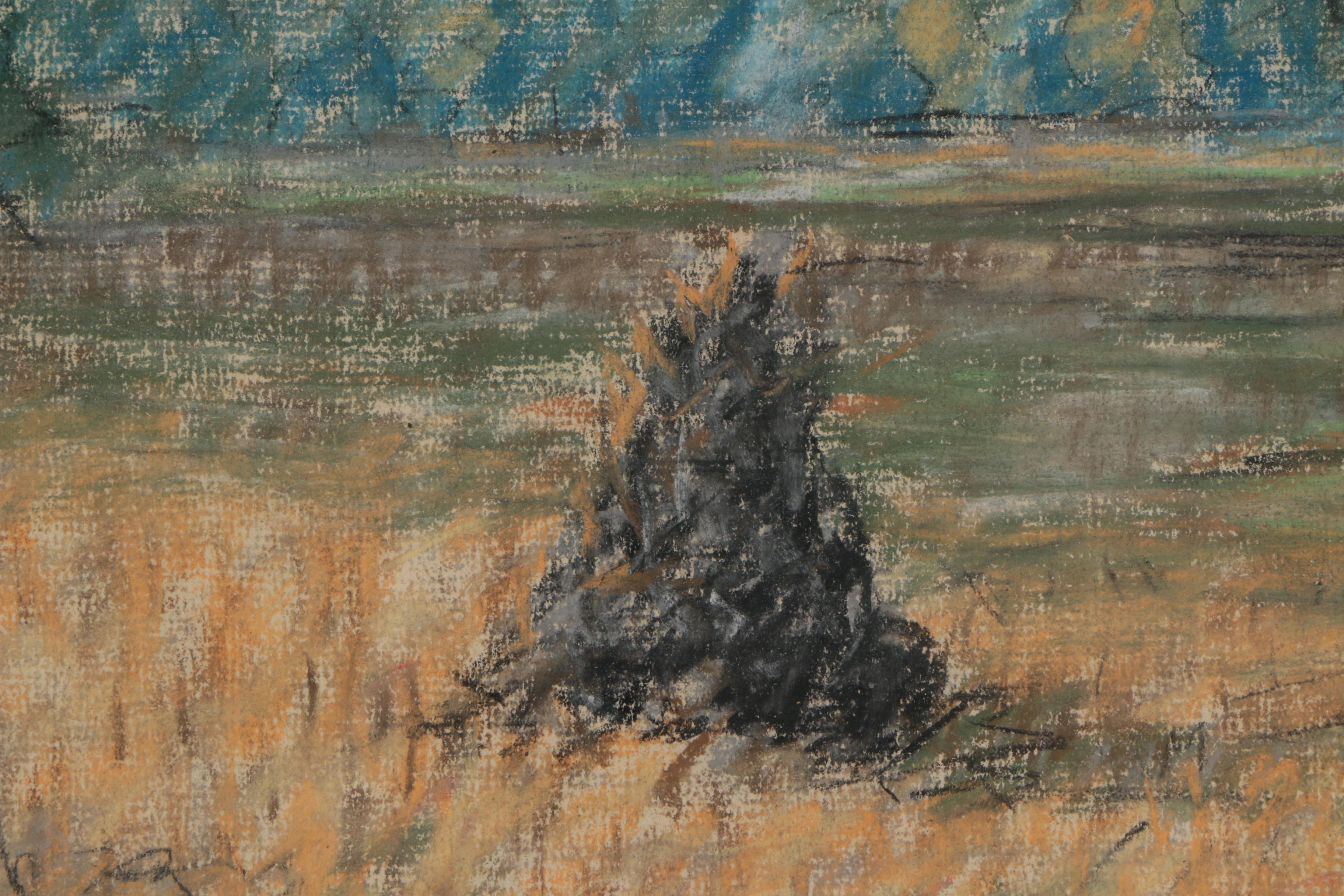 Vintage Pastel Drawing on Paper Attributed to Paul A. Randall "Williams Creek"