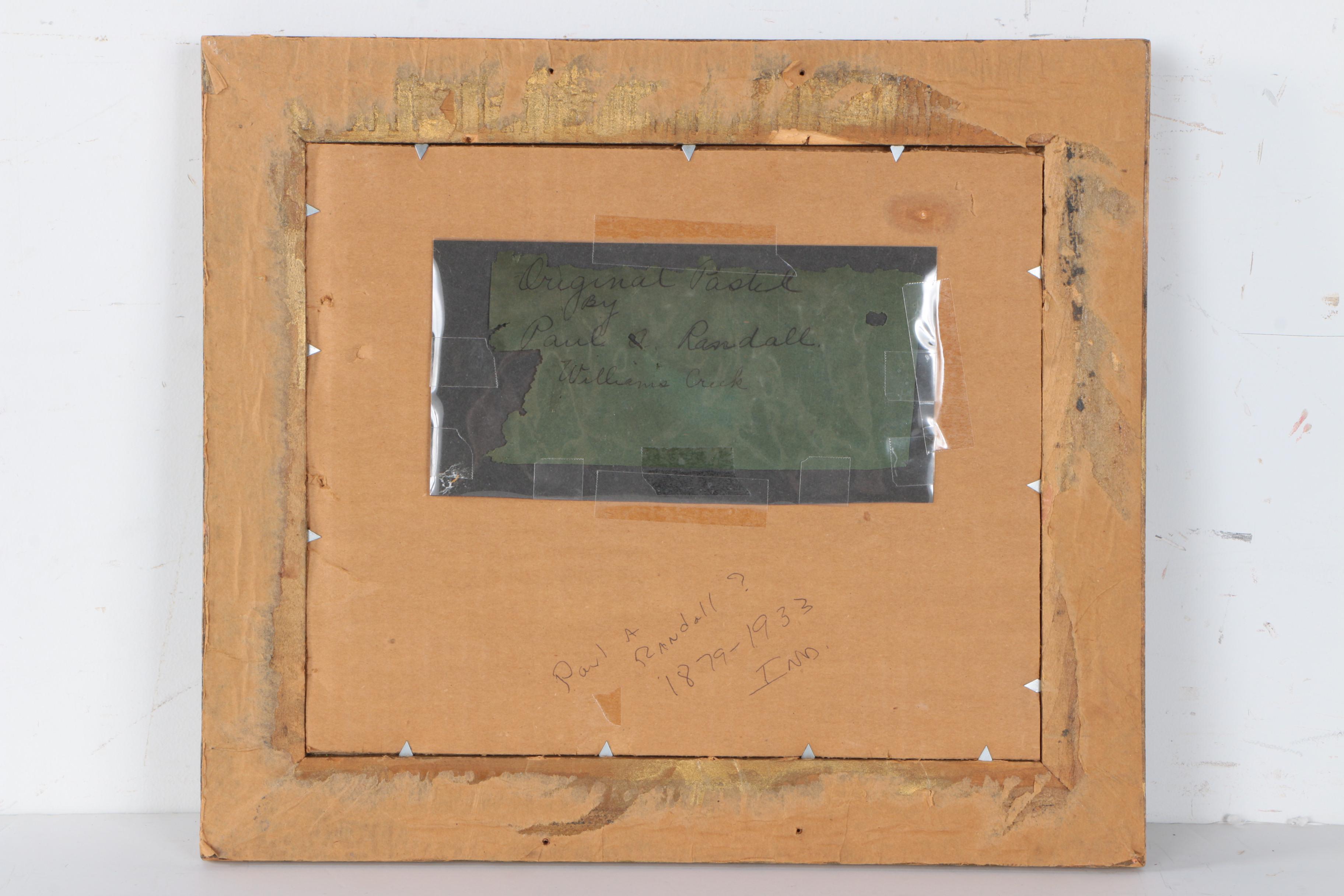 Vintage Pastel Drawing on Paper Attributed to Paul A. Randall "Williams Creek"