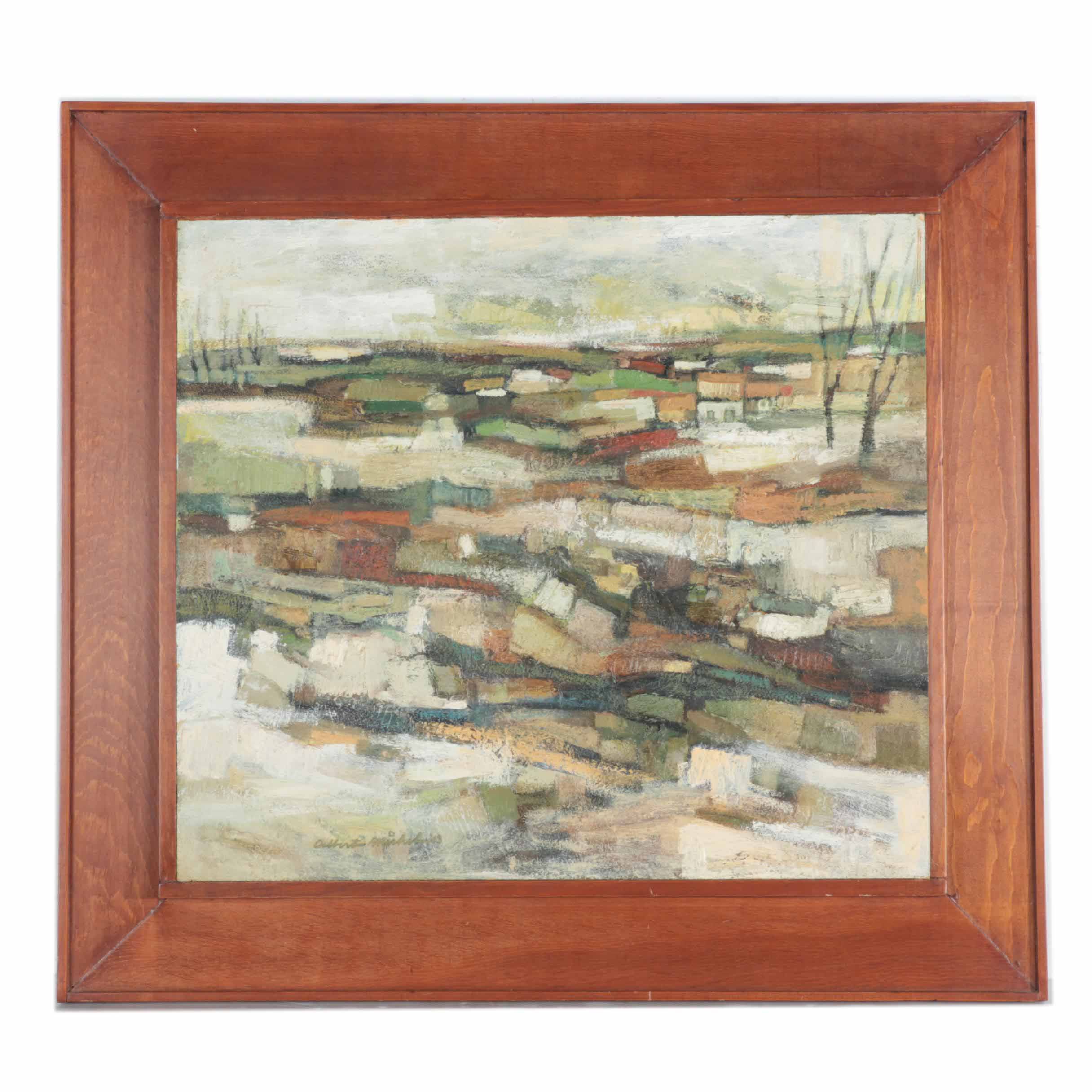 Albert Michel 1963 Abstract Oil Painting on Hardboard