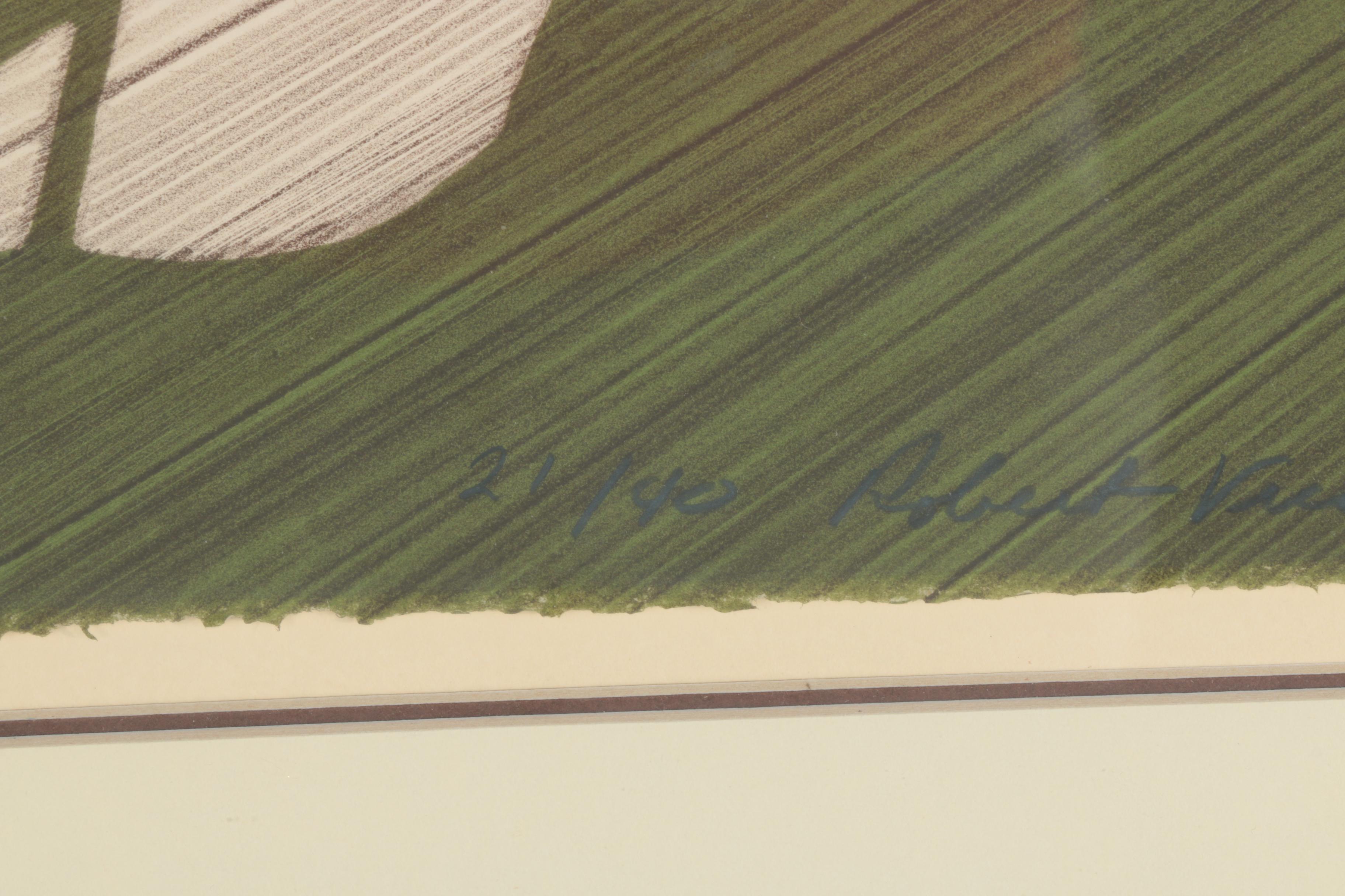 Robert Vickrey Stone Lithograph "Wooden Ponies"