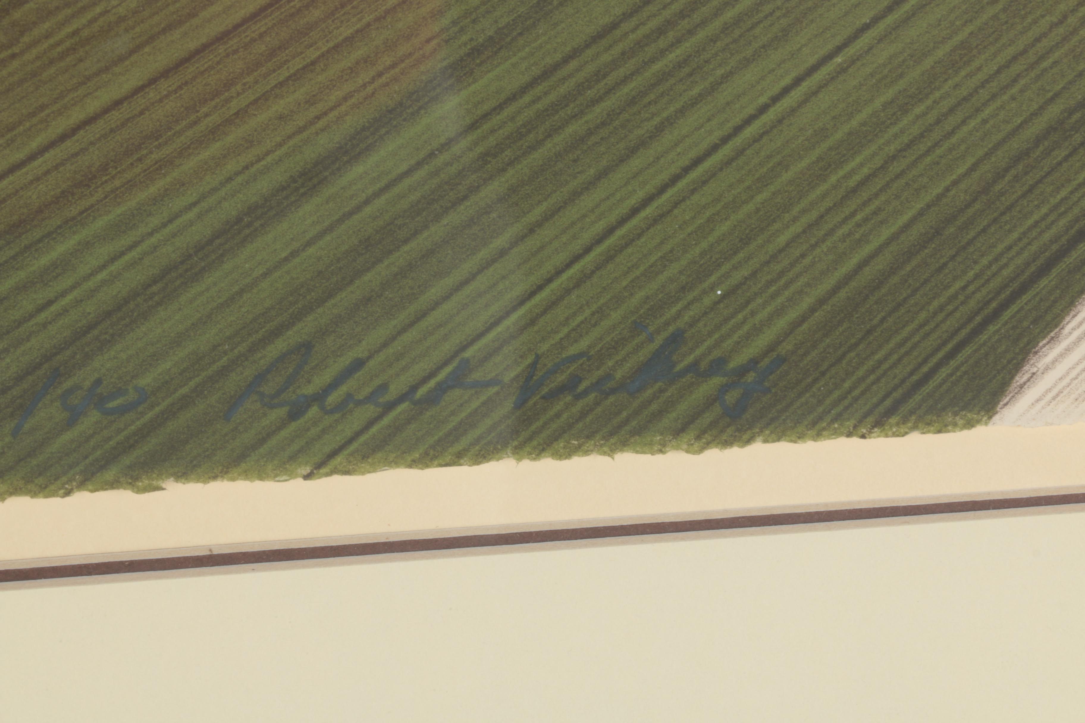 Robert Vickrey Stone Lithograph "Wooden Ponies"