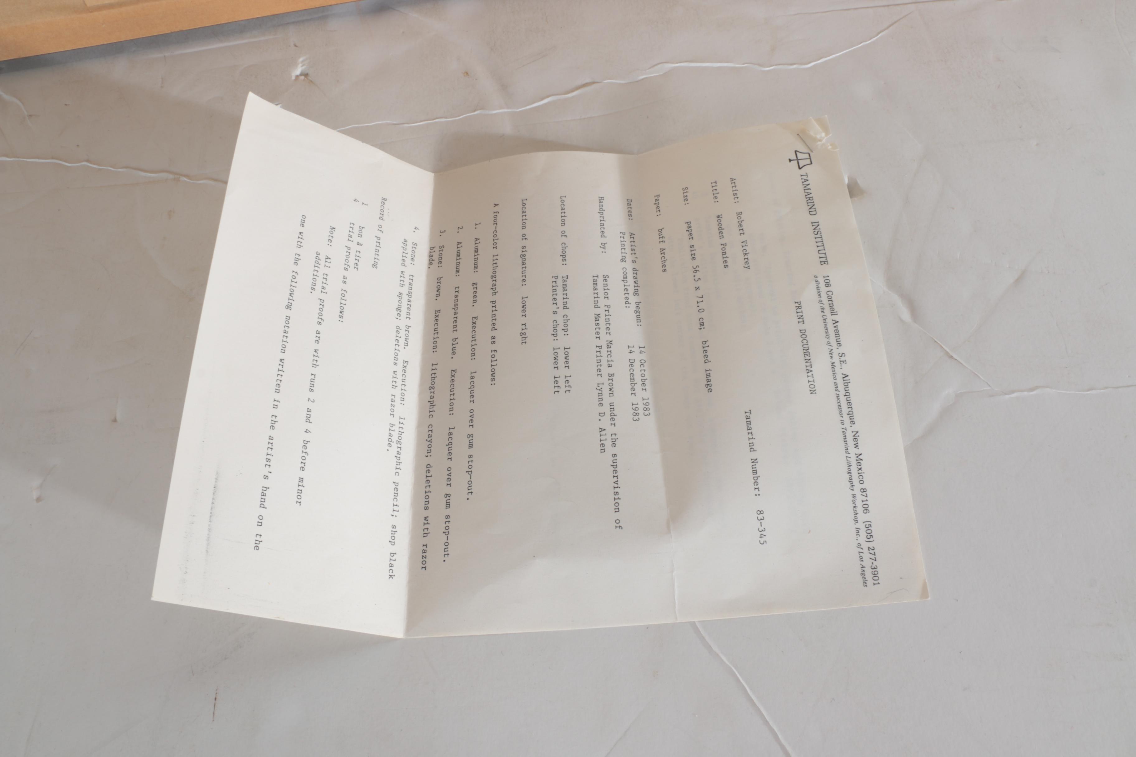 Robert Vickrey Stone Lithograph "Wooden Ponies"