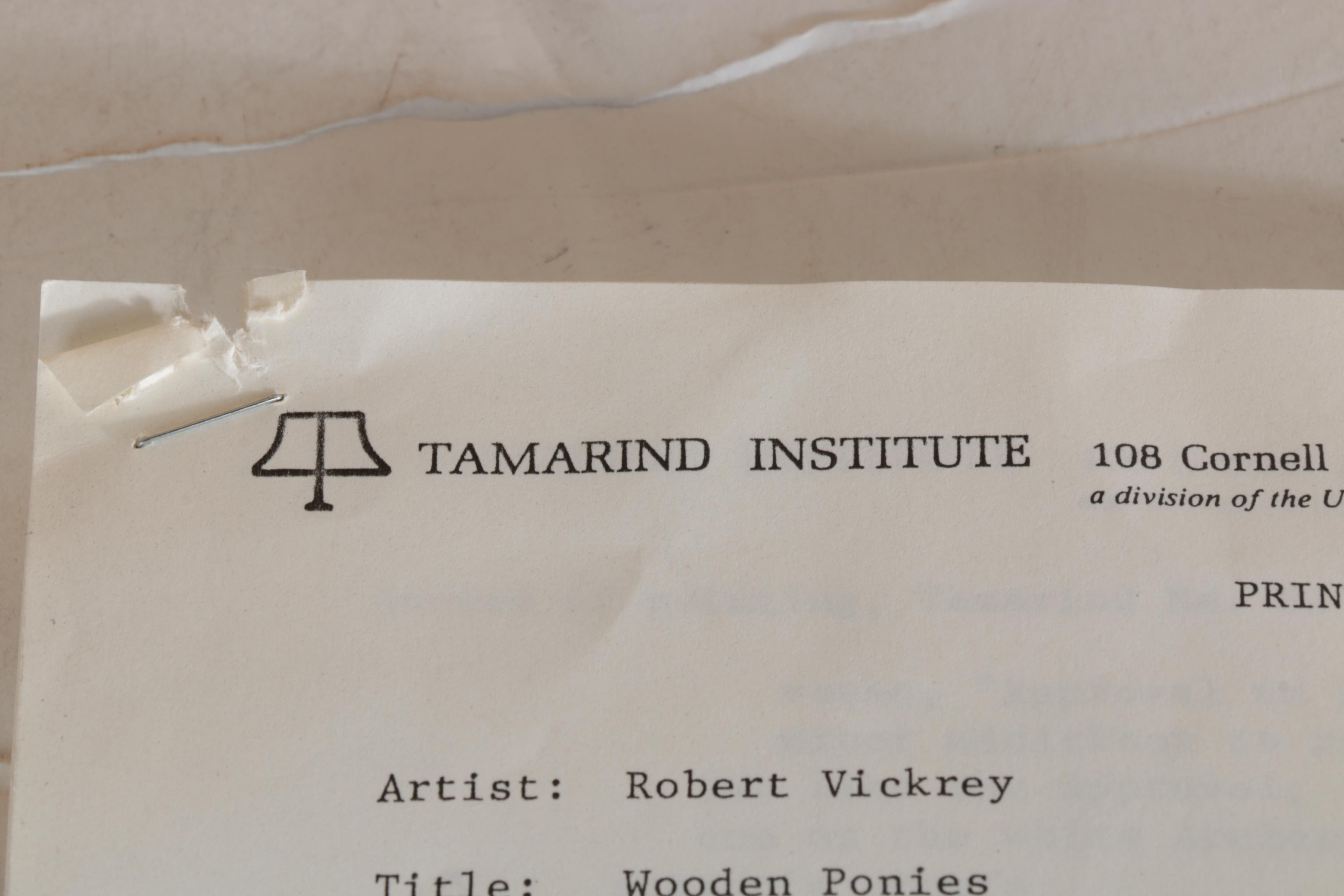 Robert Vickrey Stone Lithograph "Wooden Ponies"