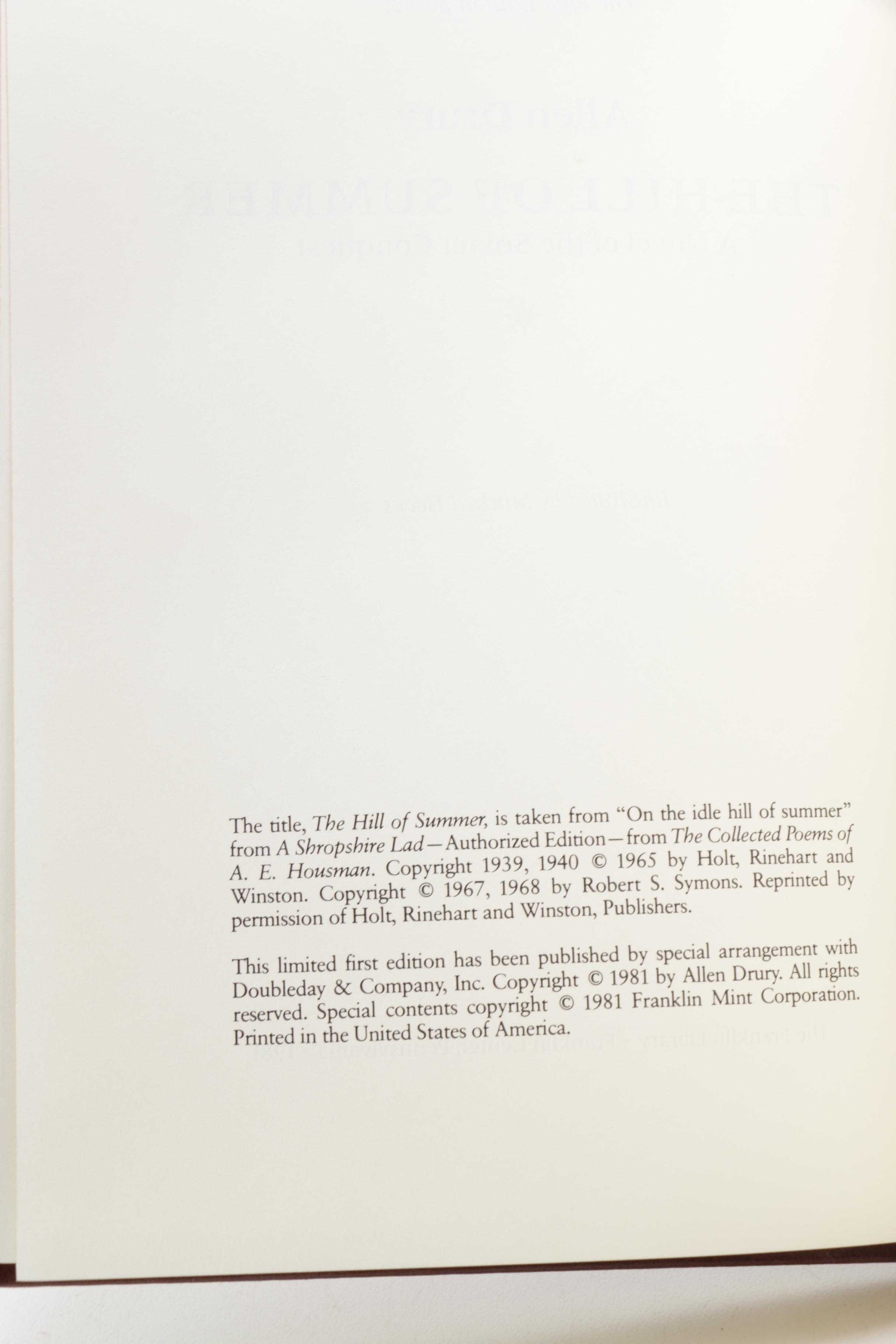 Franklin Library First Edition Society Novels