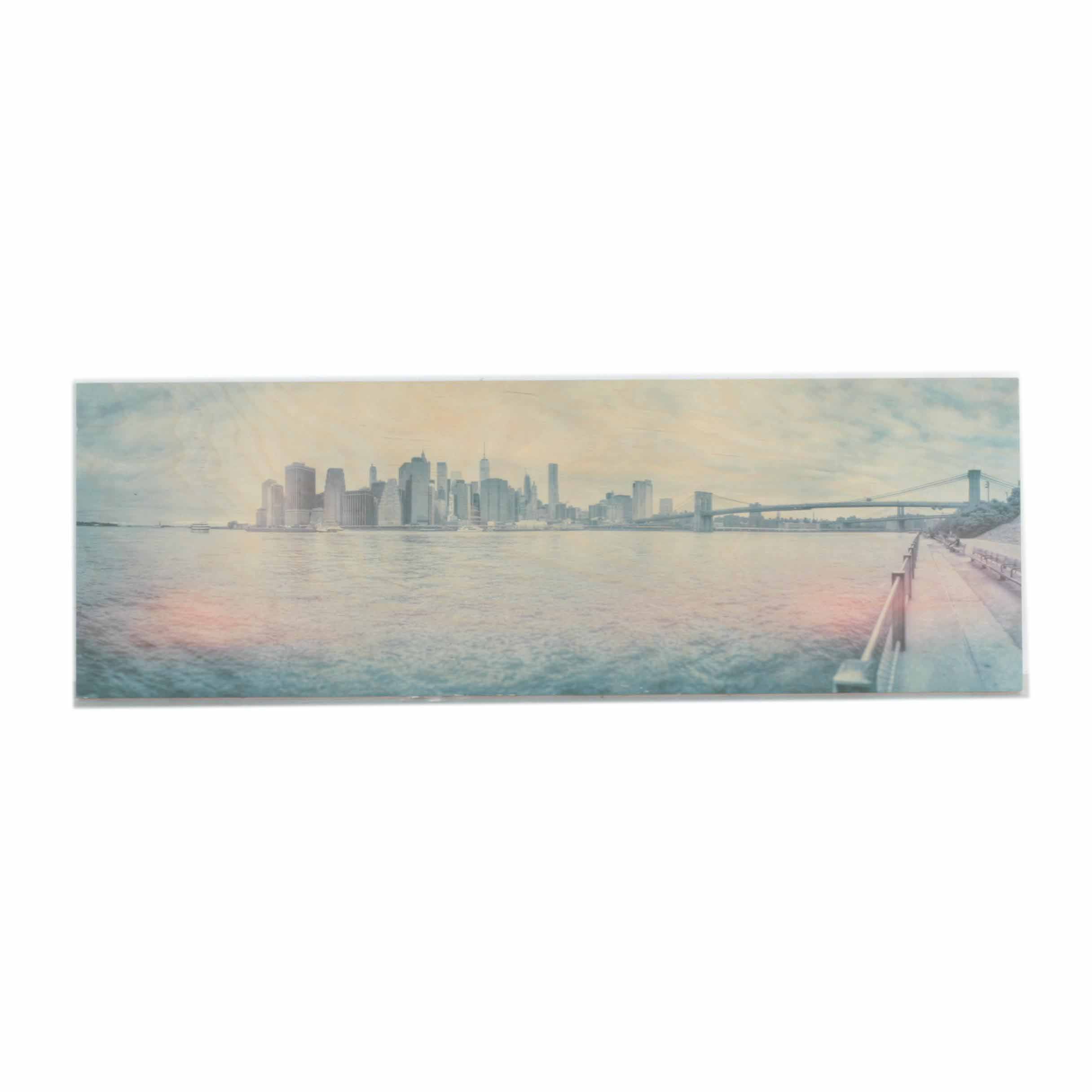 Giclee Print on Wood Panel of Manhattan Skyline