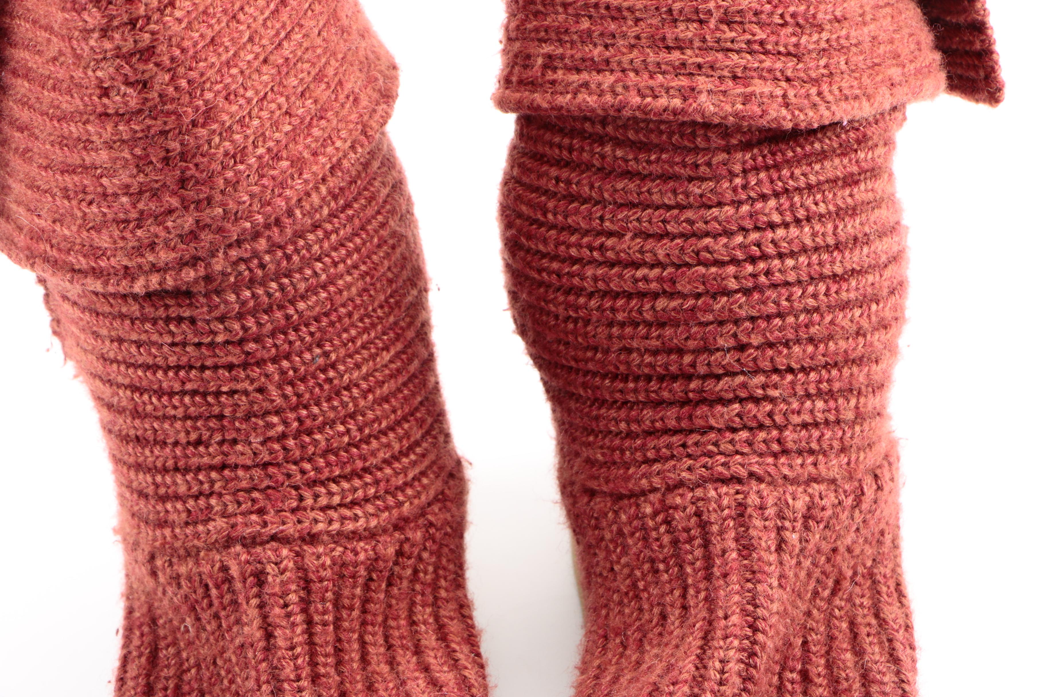 Red Knitted Sheep Skin Lining UGG Boots