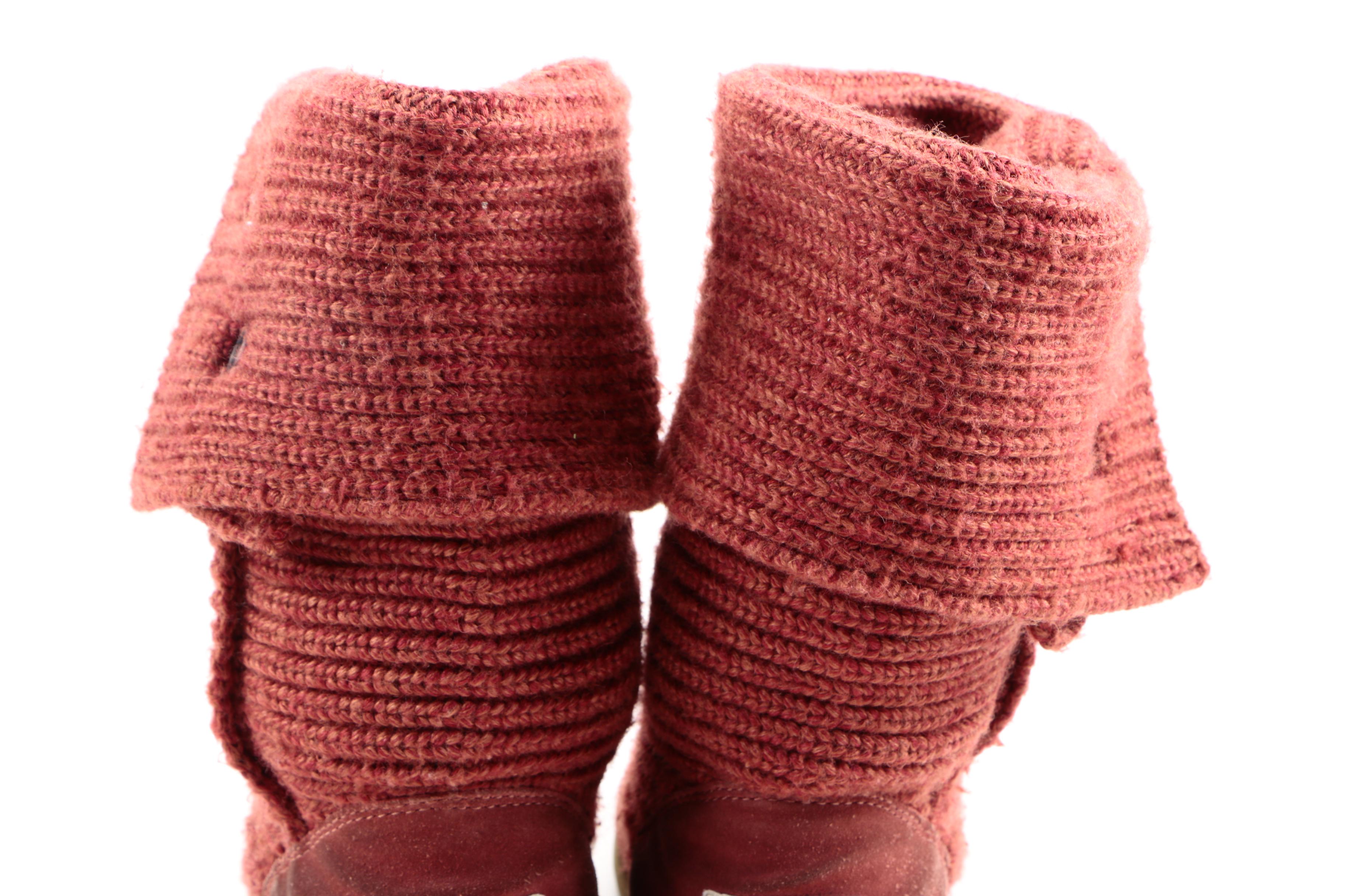 Red Knitted Sheep Skin Lining UGG Boots