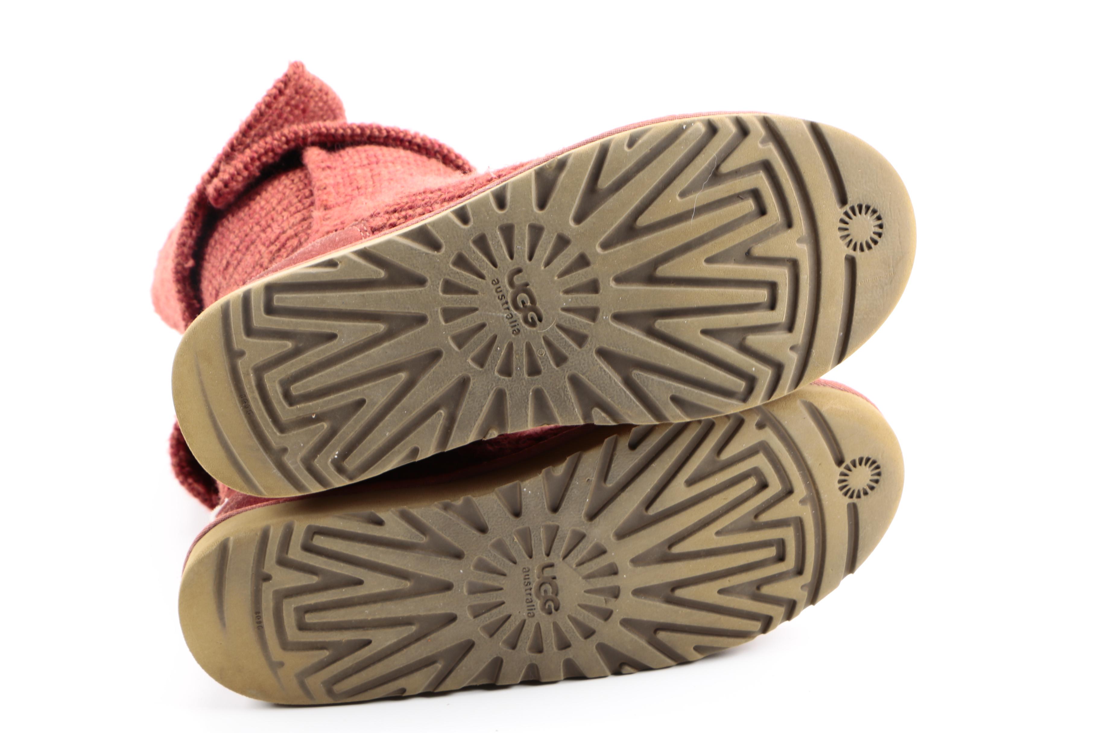 Red Knitted Sheep Skin Lining UGG Boots