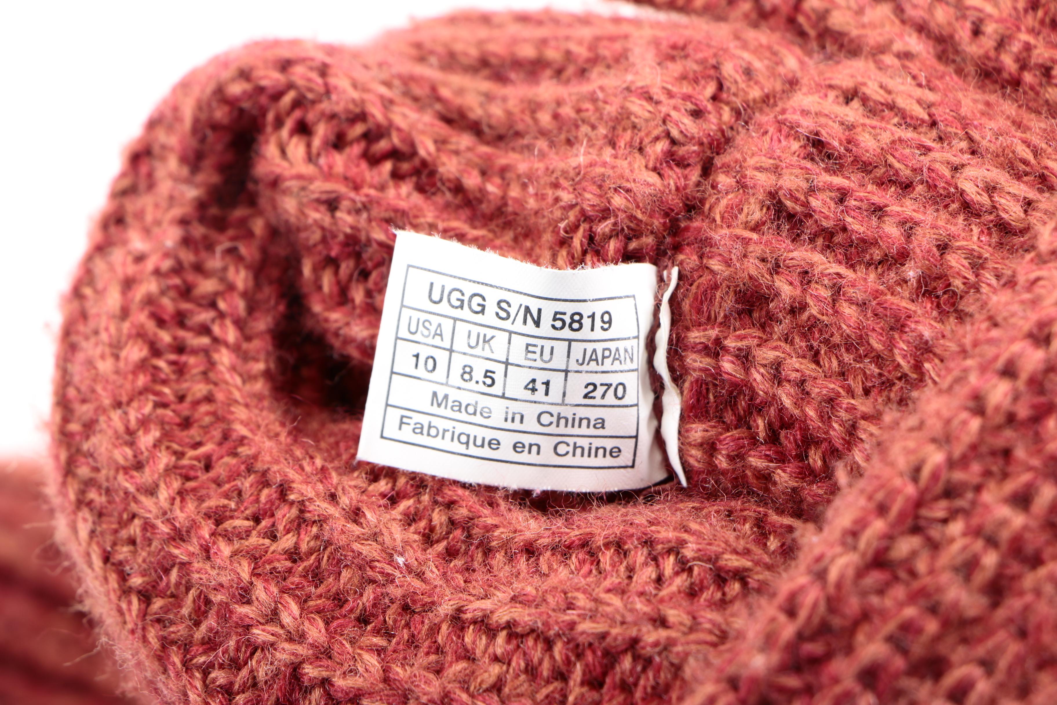 Red Knitted Sheep Skin Lining UGG Boots