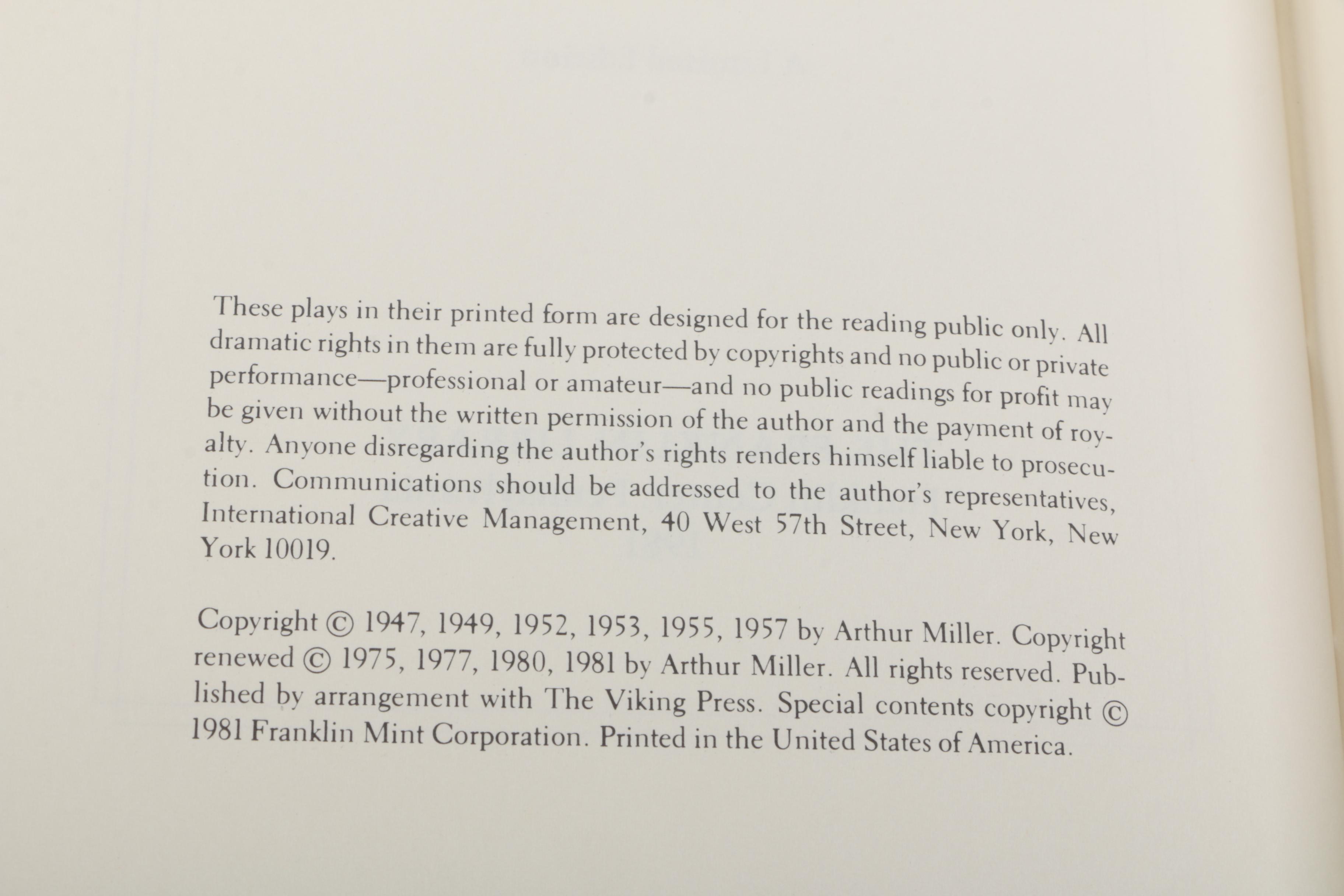 Franklin Library Editions of Plays