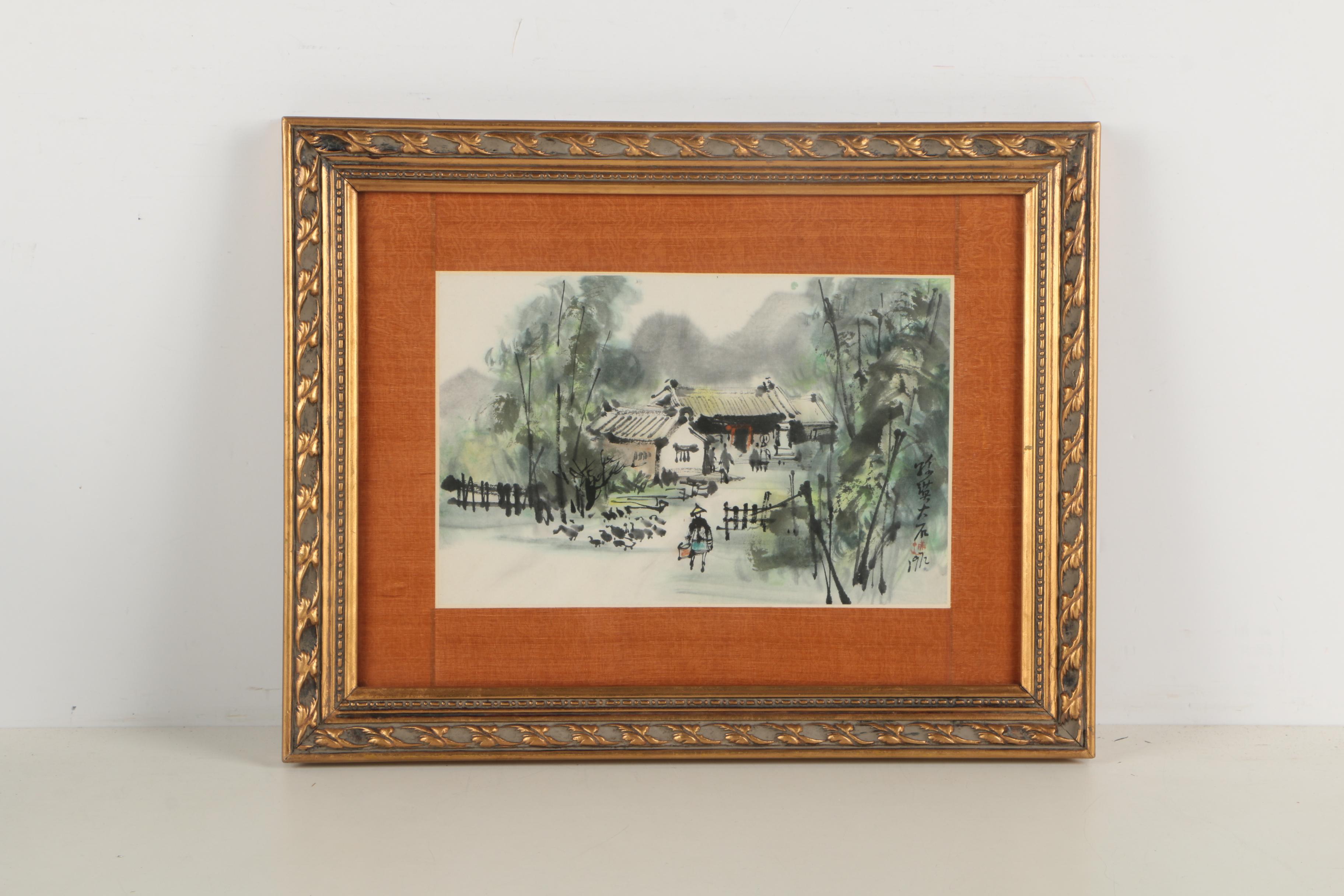 Signed Gouache and Watercolor Paintings on Paper