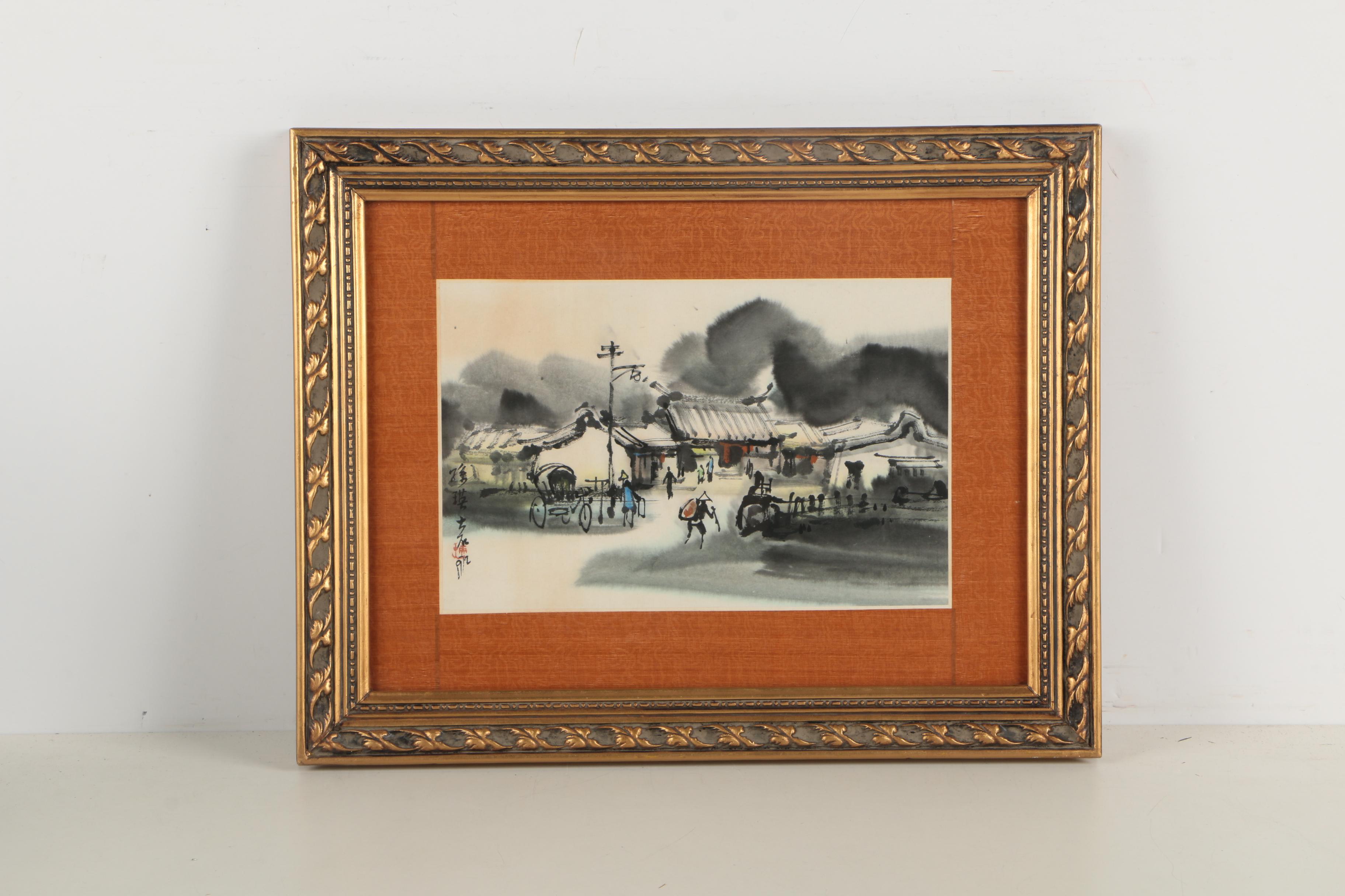 Signed Gouache and Watercolor Paintings on Paper