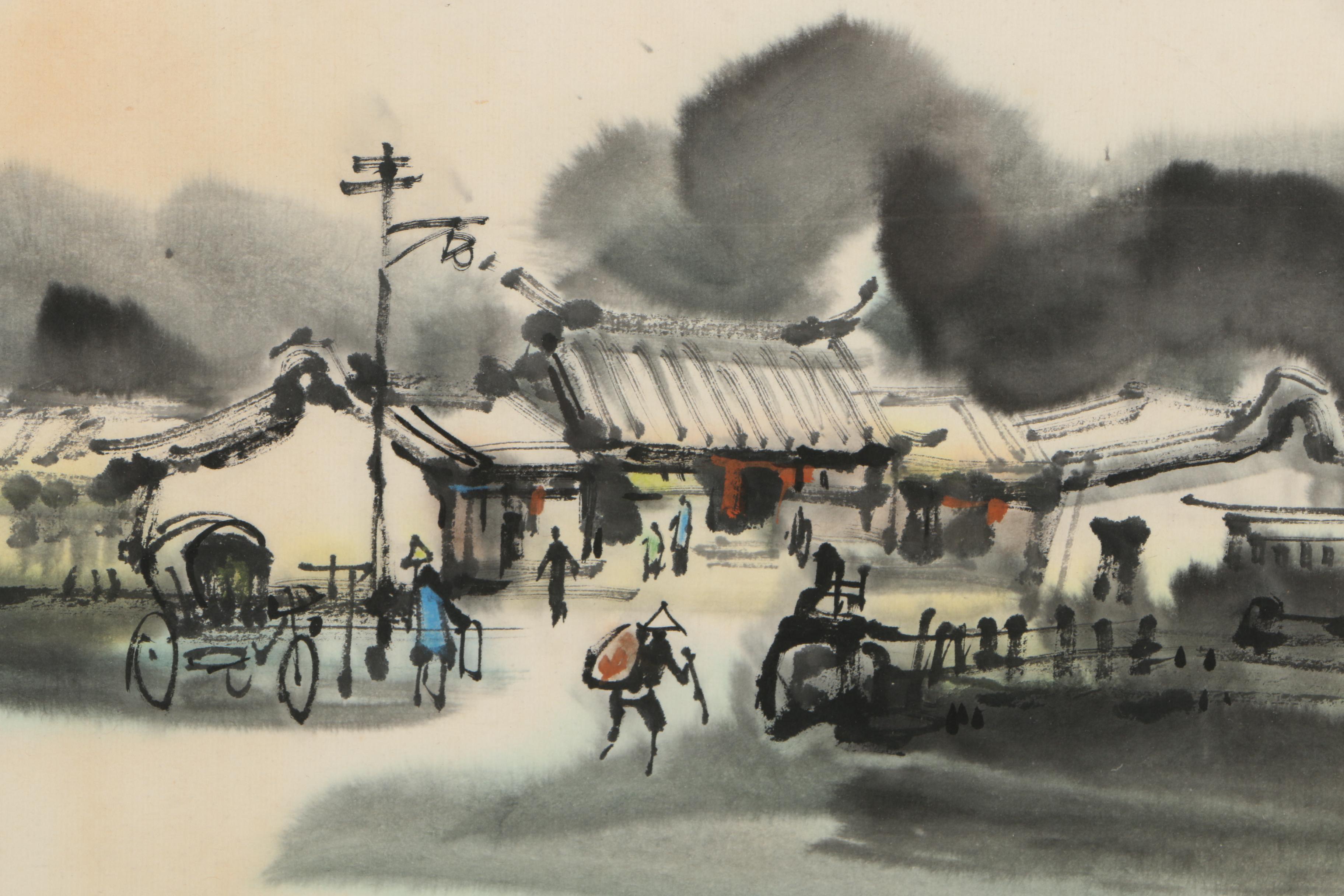 Signed Gouache and Watercolor Paintings on Paper