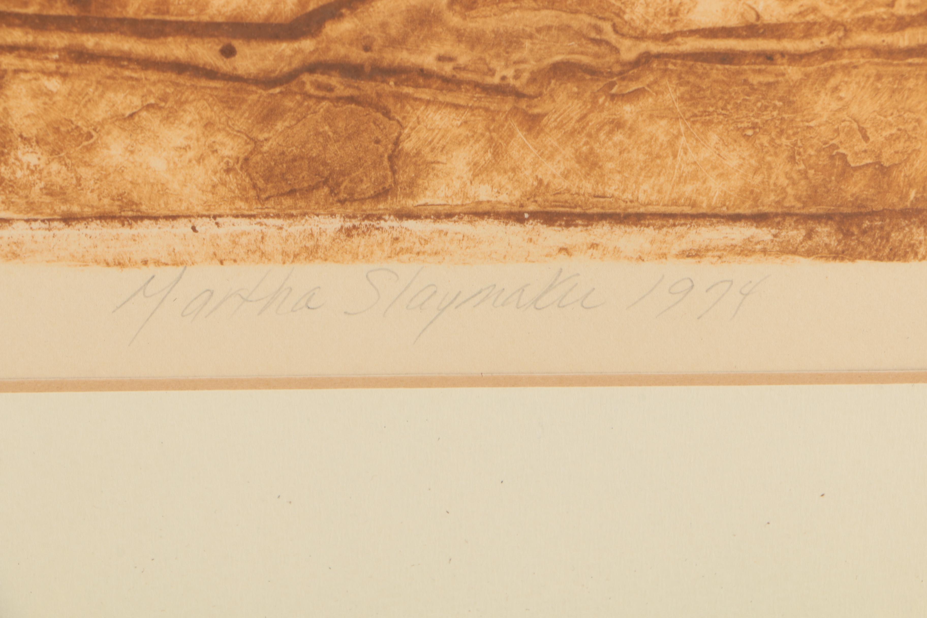 Martha Slaymaker 1974 Artist's Proof Collagraph "Yanabito"