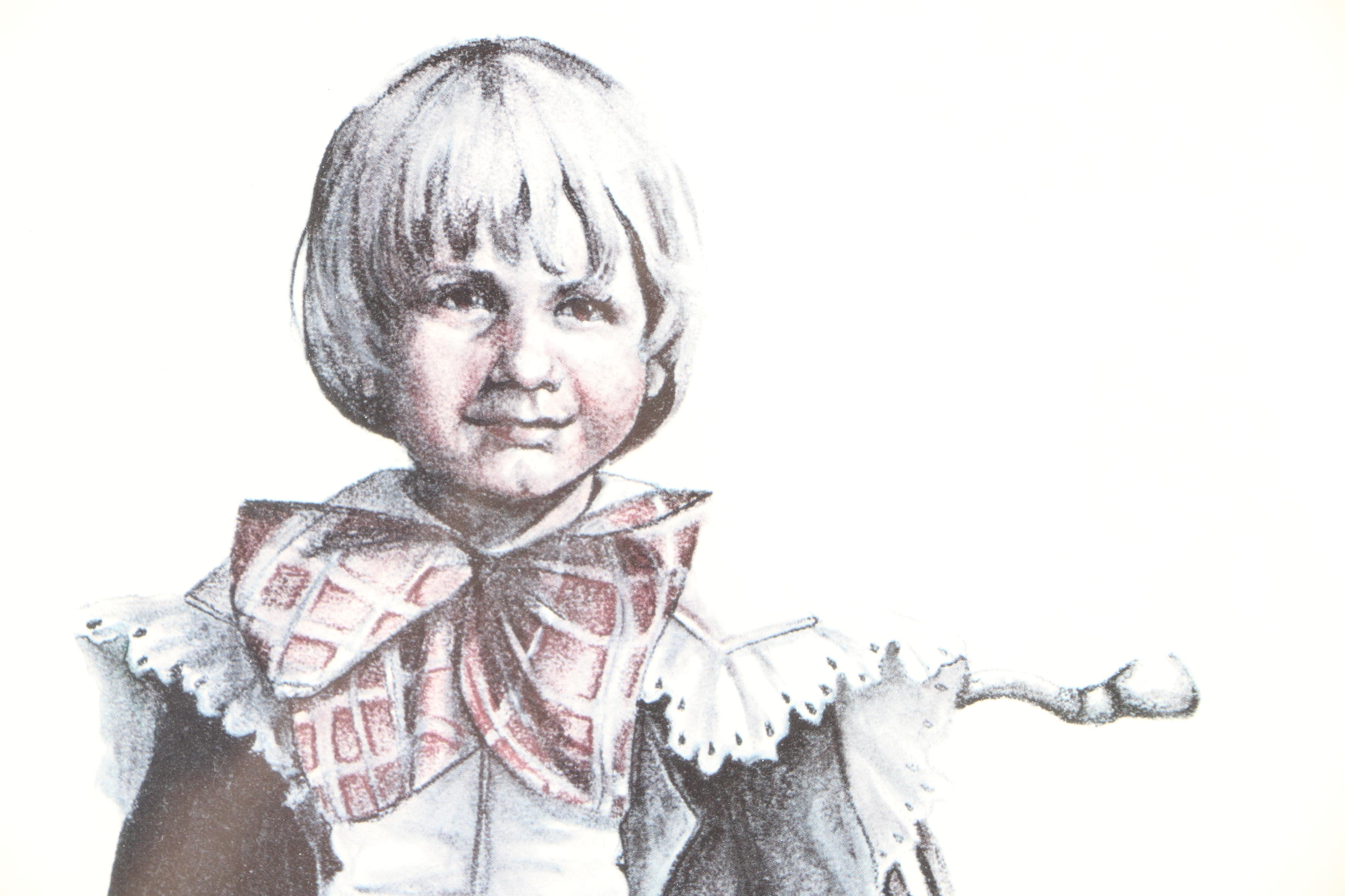 Offset Lithograph After Jeanne Thompson's Drawing of a Boy
