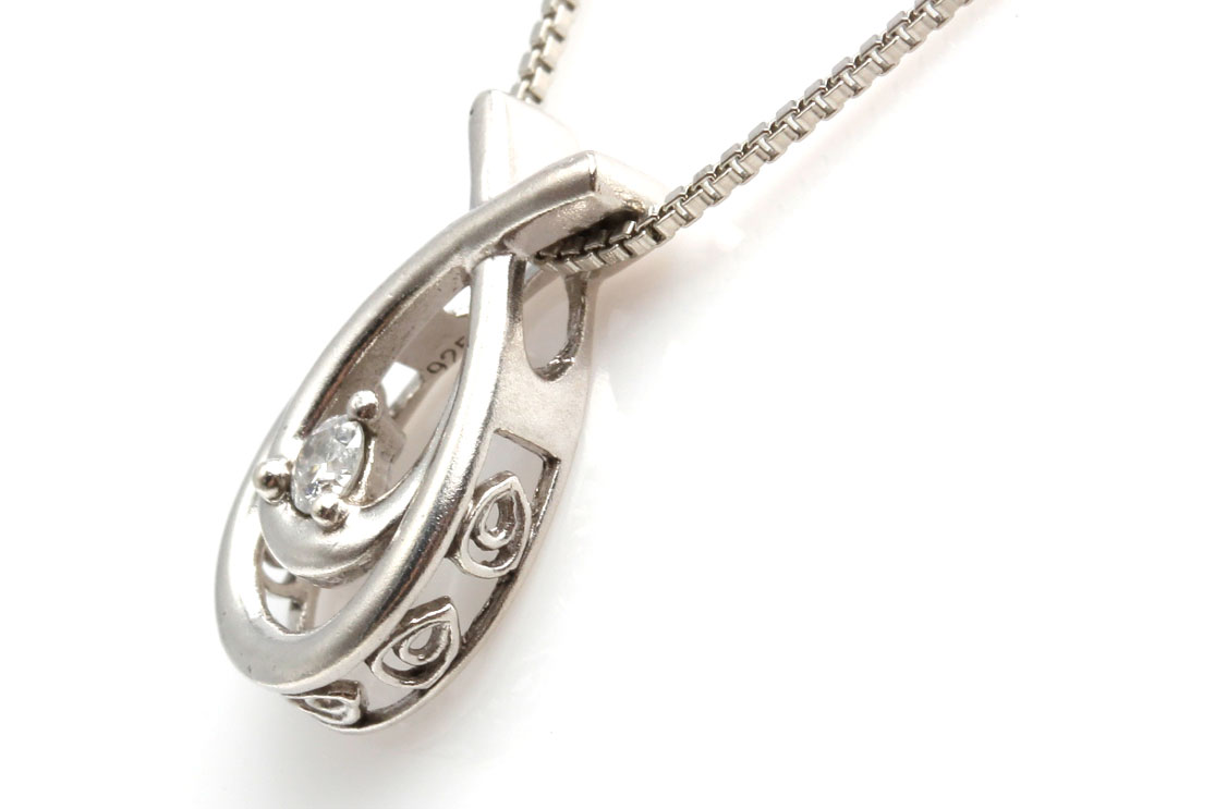 Sterling Silver Diamond Pendant Necklace