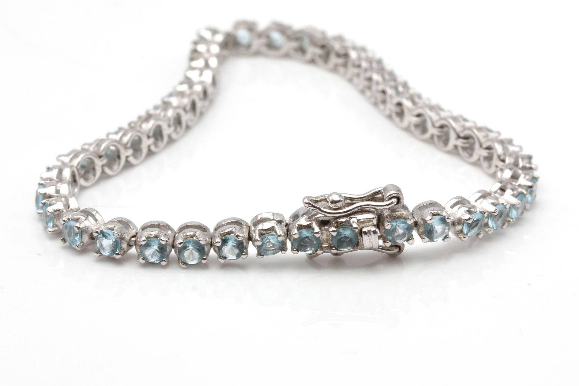 Sterling Silver Blue Stone Necklace and Bracelet