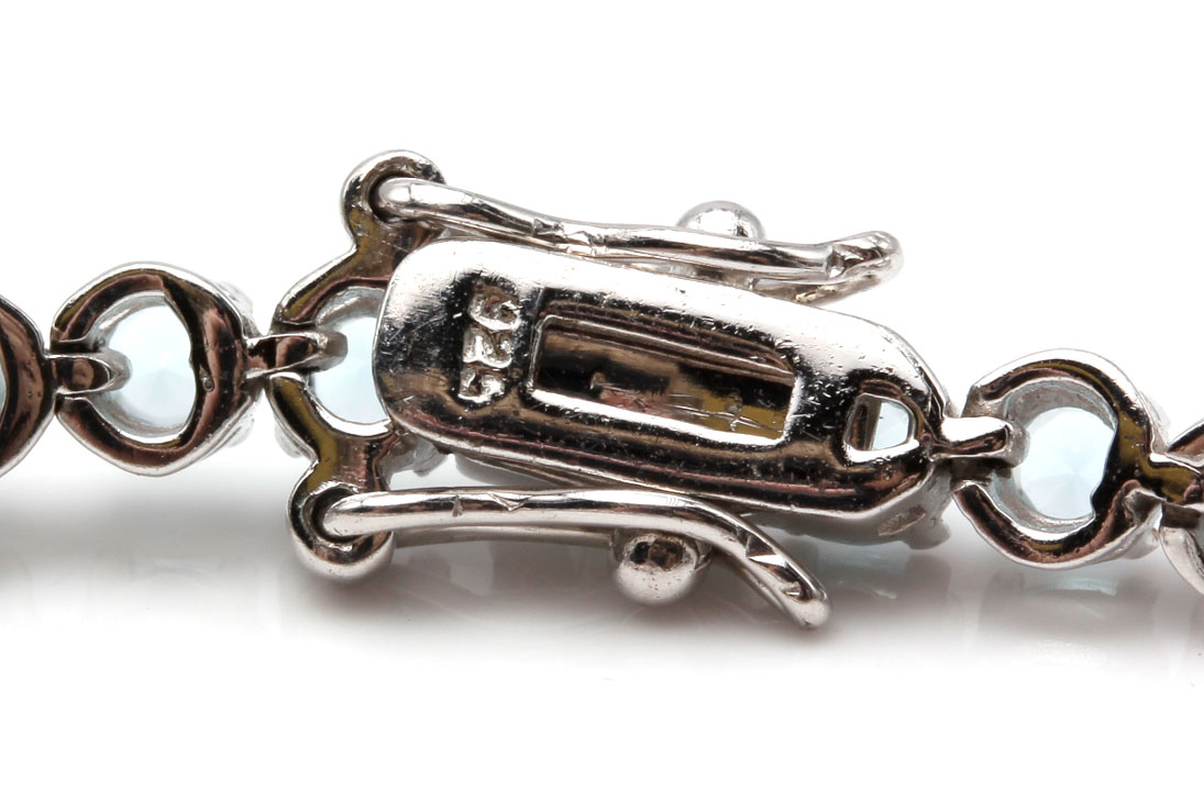 Sterling Silver Blue Stone Necklace and Bracelet