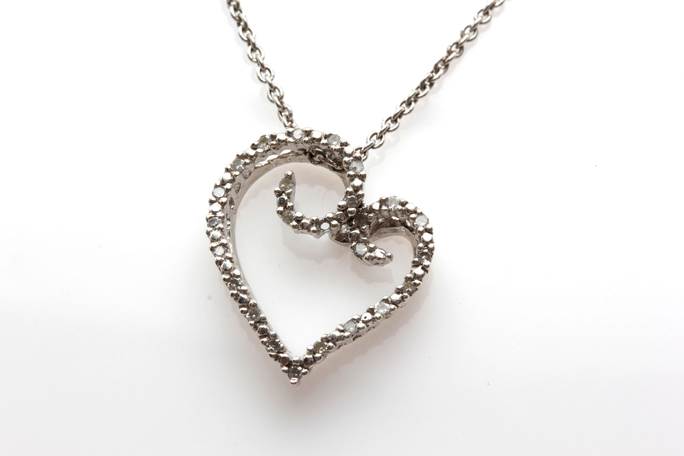 Sterling Silver Diamond Heart Pendant