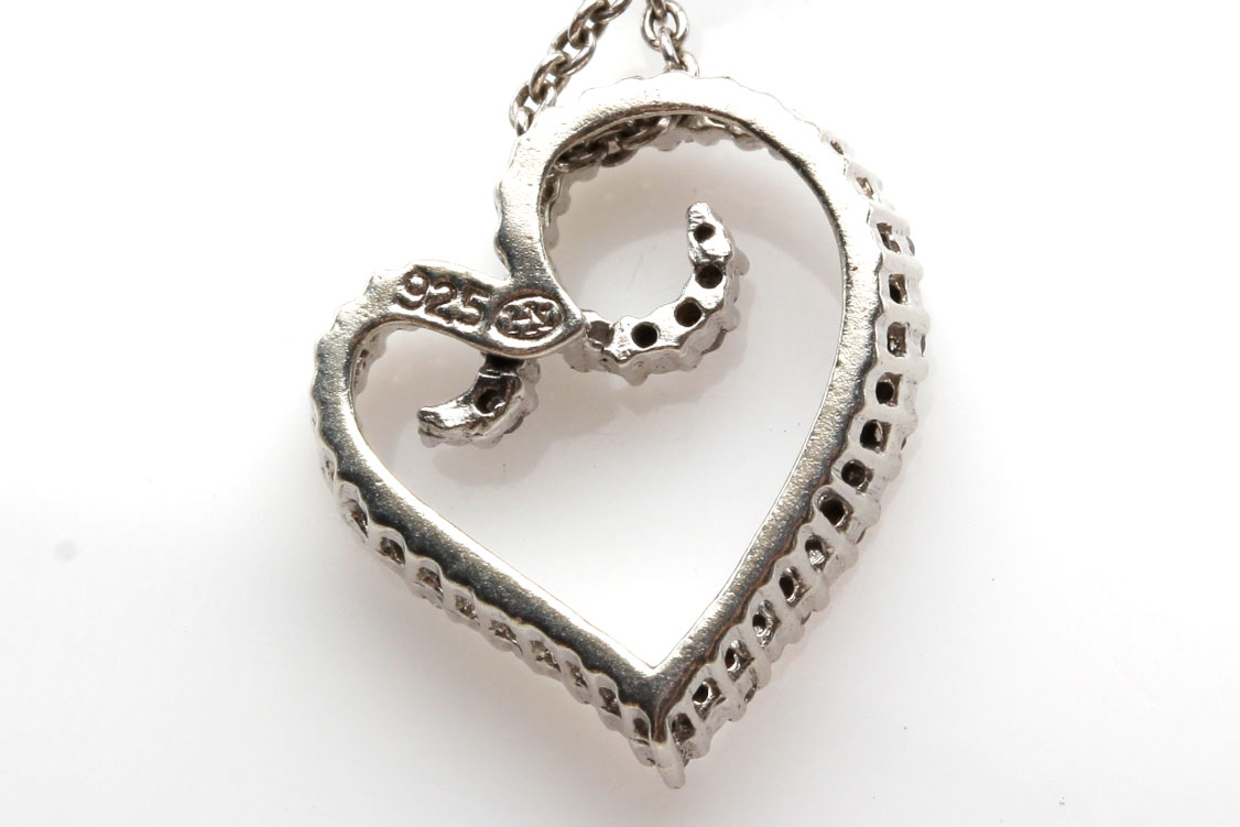 Sterling Silver Diamond Heart Pendant