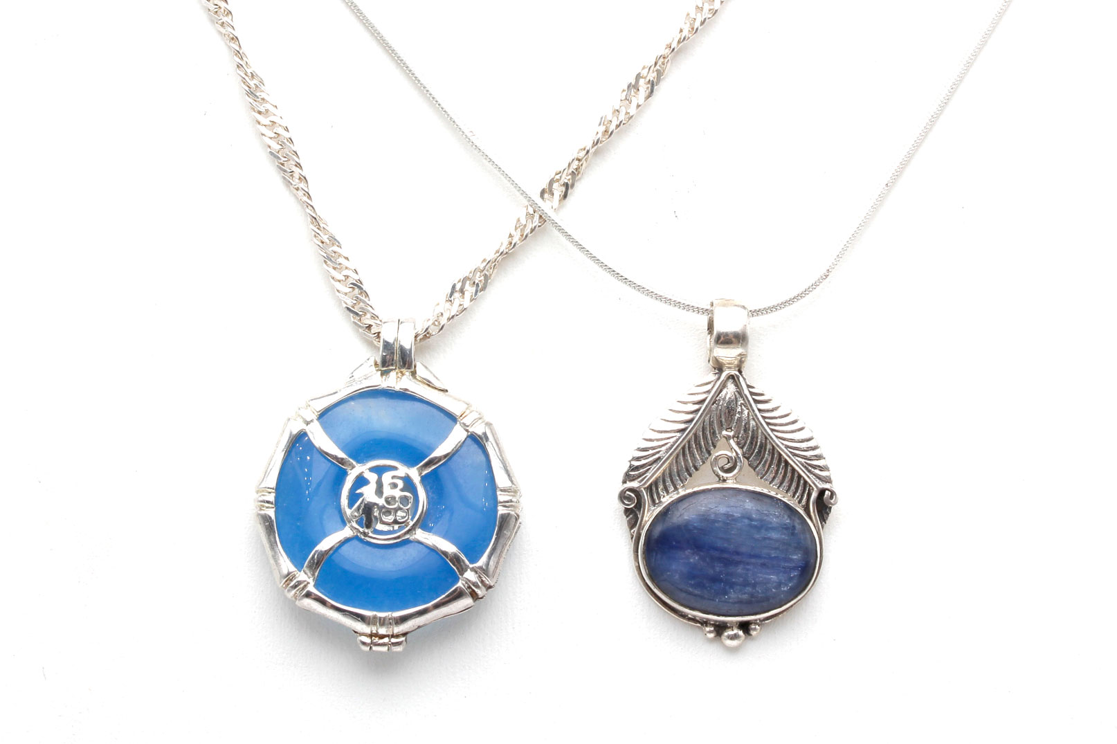 Sterling Silver Quartzite and Sapphire Pendant Necklaces