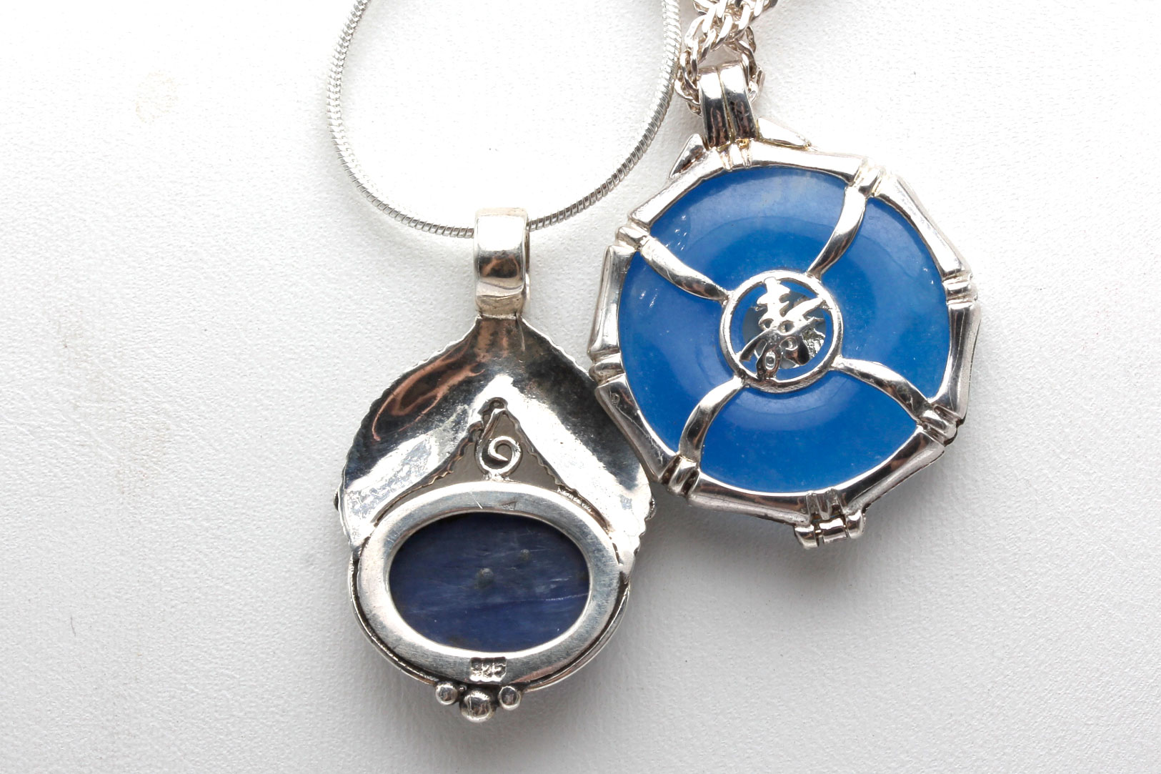 Sterling Silver Quartzite and Sapphire Pendant Necklaces