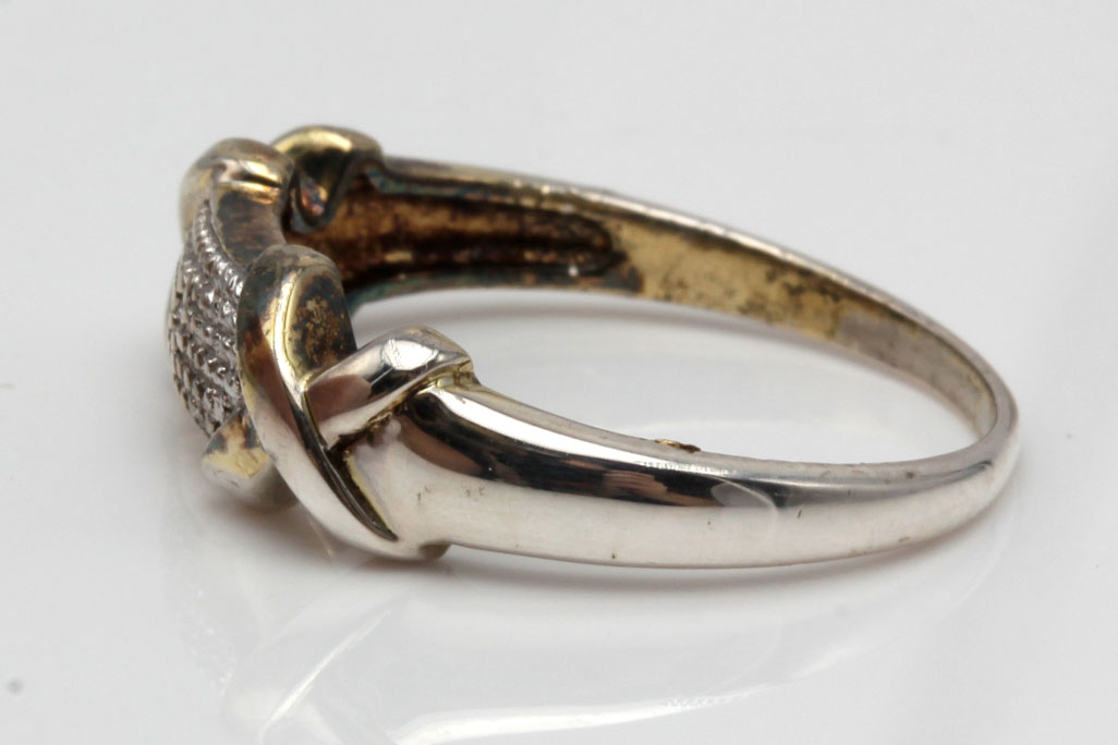 Sterling Silver Diamond Heart Pendant Necklace and Ring